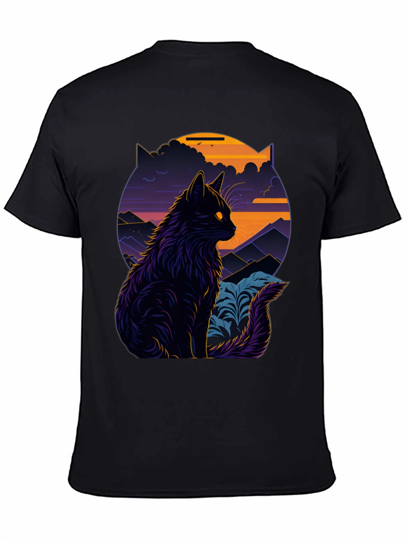 Mystic Cat Graphic Tee - Stylish Black T-Shirt