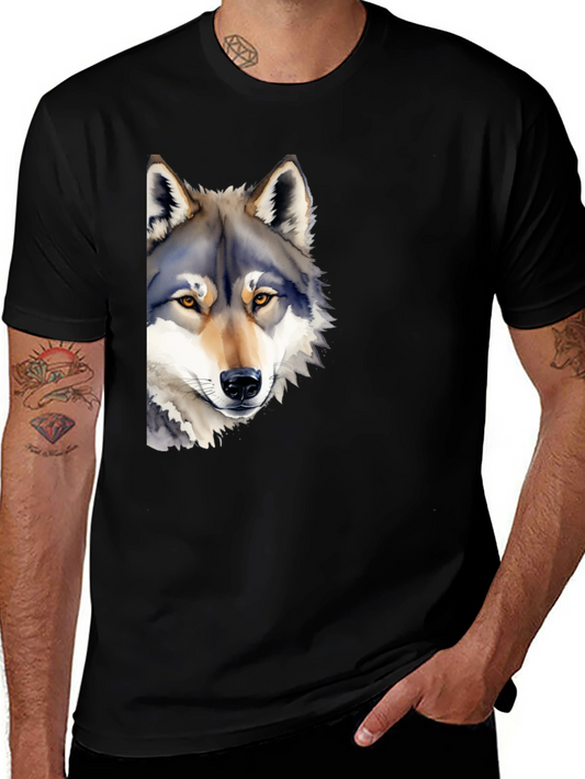 Wolf Graphic T-Shirt - Mens Black Crew Neck Tee