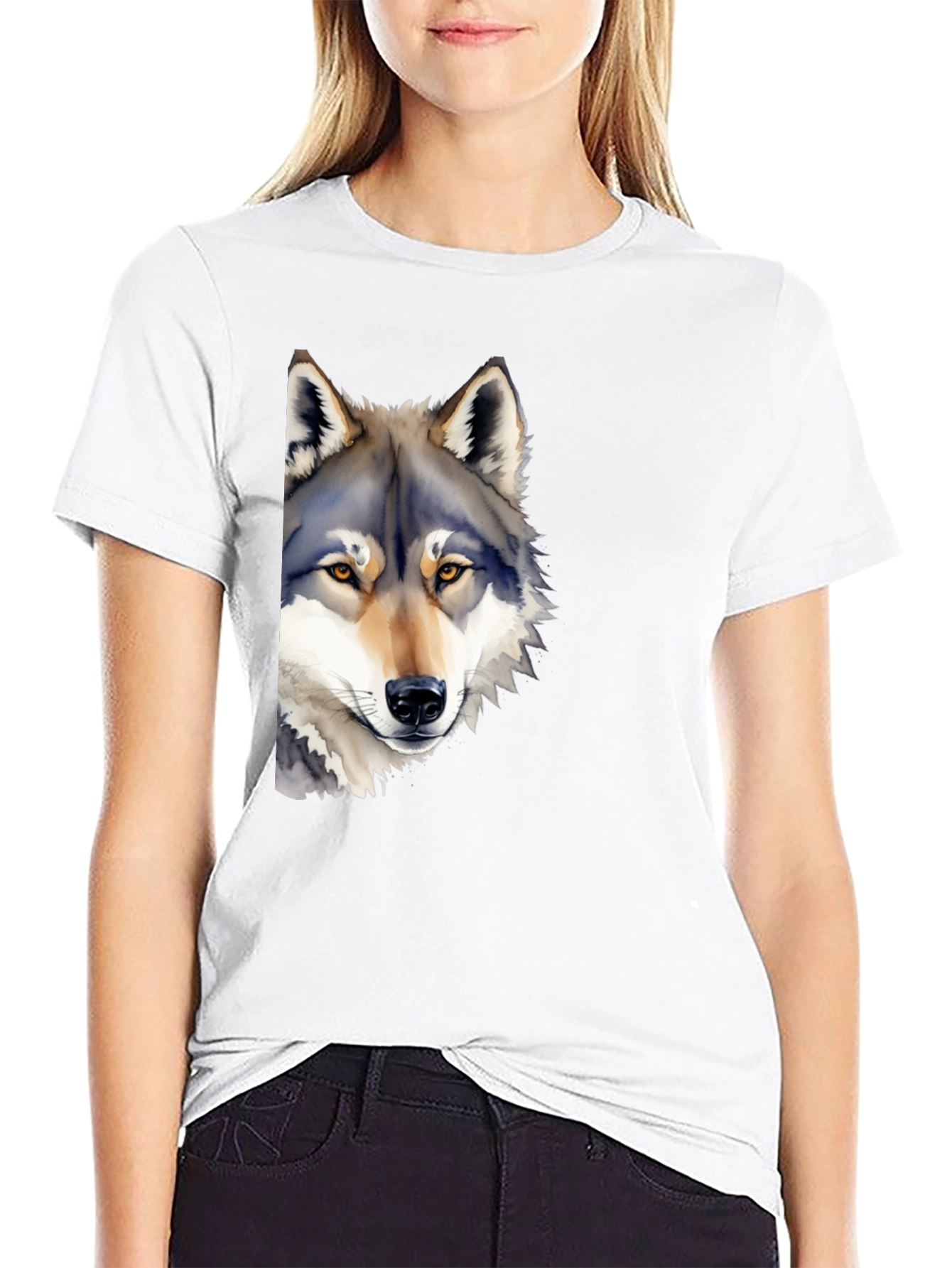 Wolf Graphic T-Shirt - Mens Black Crew Neck Tee
