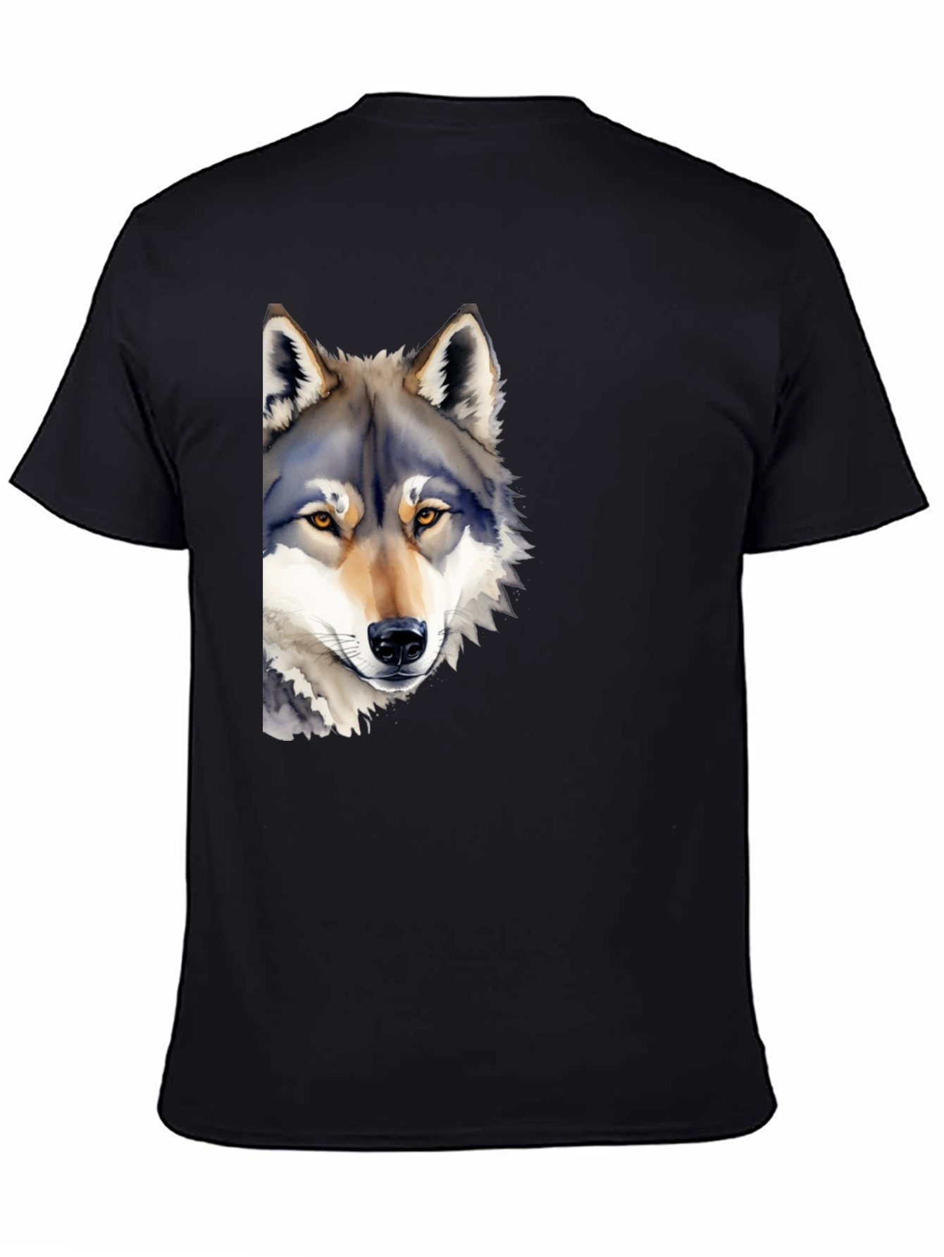Wolf Graphic T-Shirt - Mens Black Crew Neck Tee
