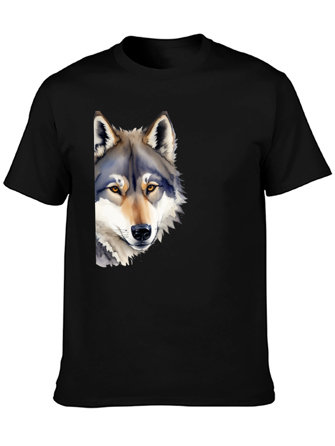 Wolf Graphic T-Shirt - Mens Black Crew Neck Tee
