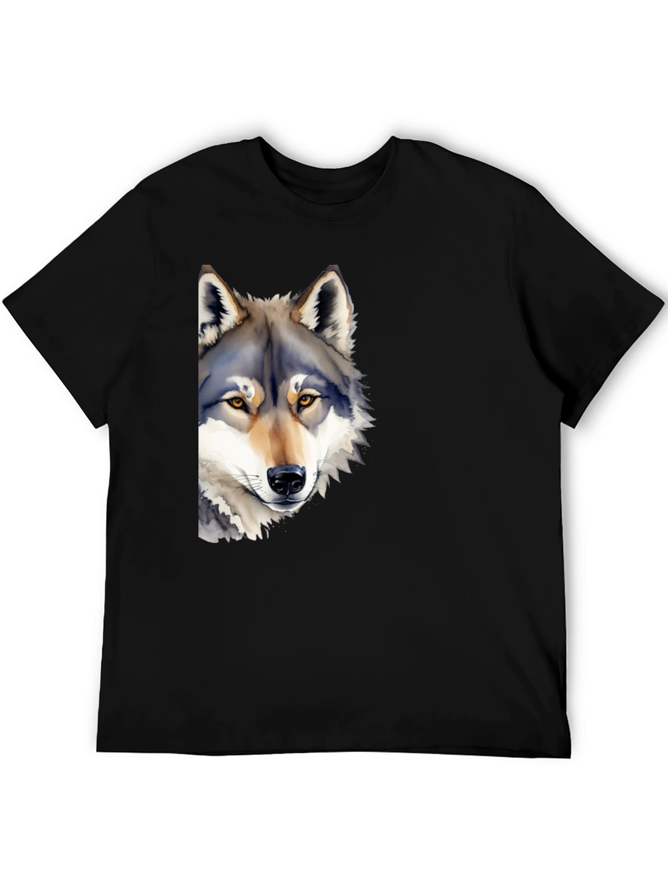 Wolf Graphic T-Shirt - Mens Black Crew Neck Tee