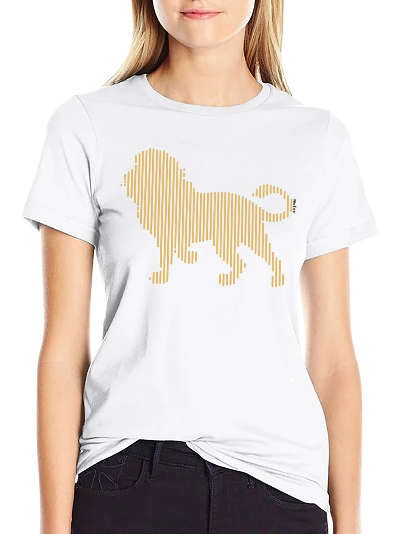 Geometric Lion Graphic Tee - Black