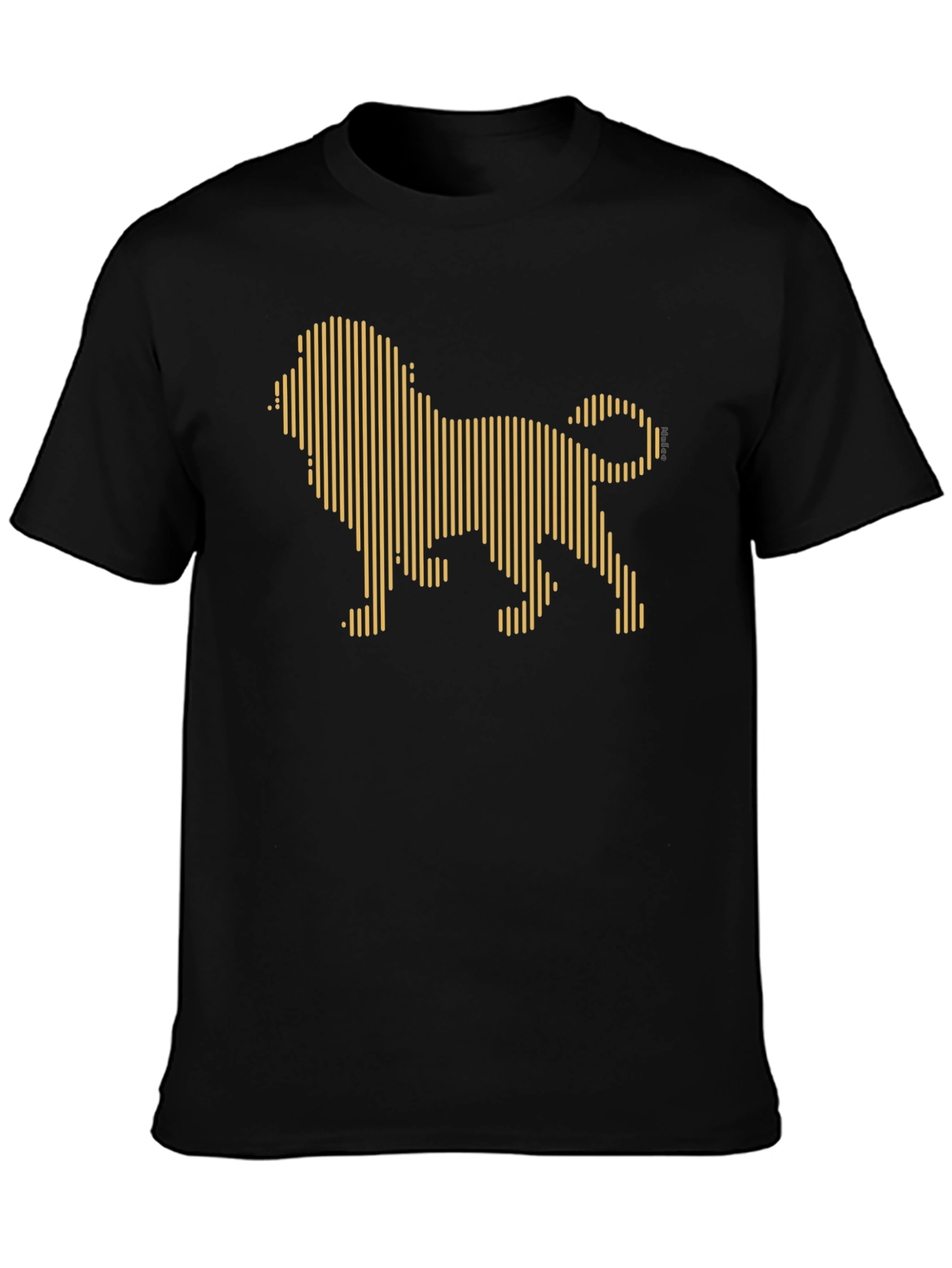 Geometric Lion Graphic Tee - Black