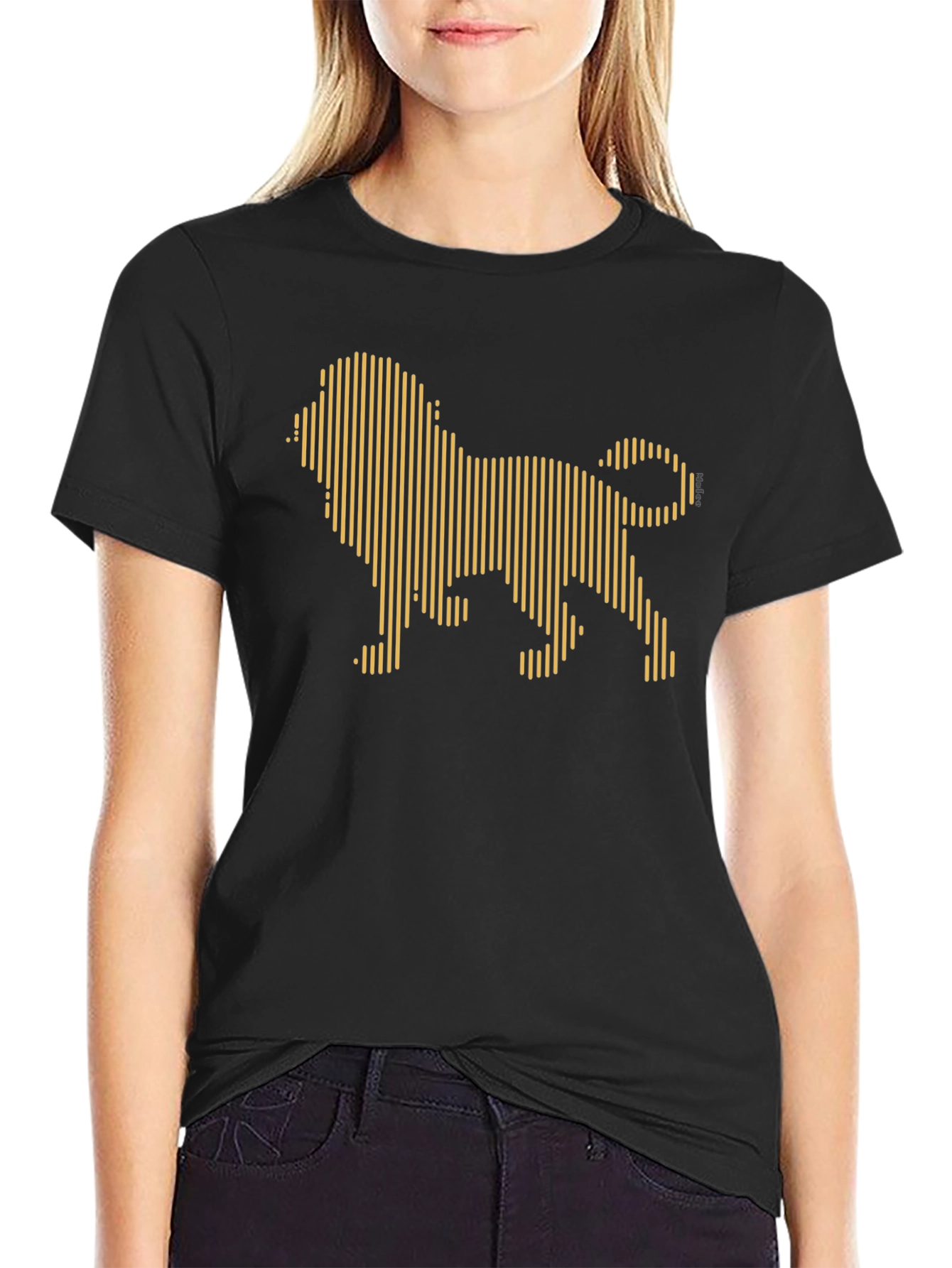 Geometric Lion Graphic Tee - Black