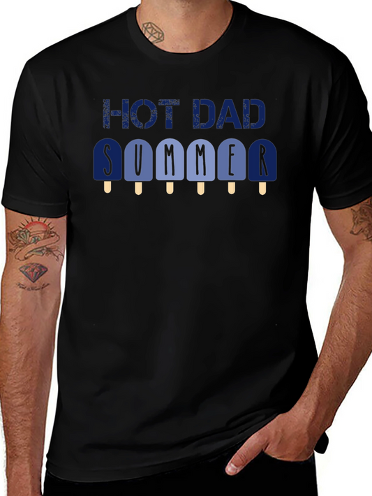 Hot Dad Summer Graphic T-Shirt - Black Crew Neck Tee