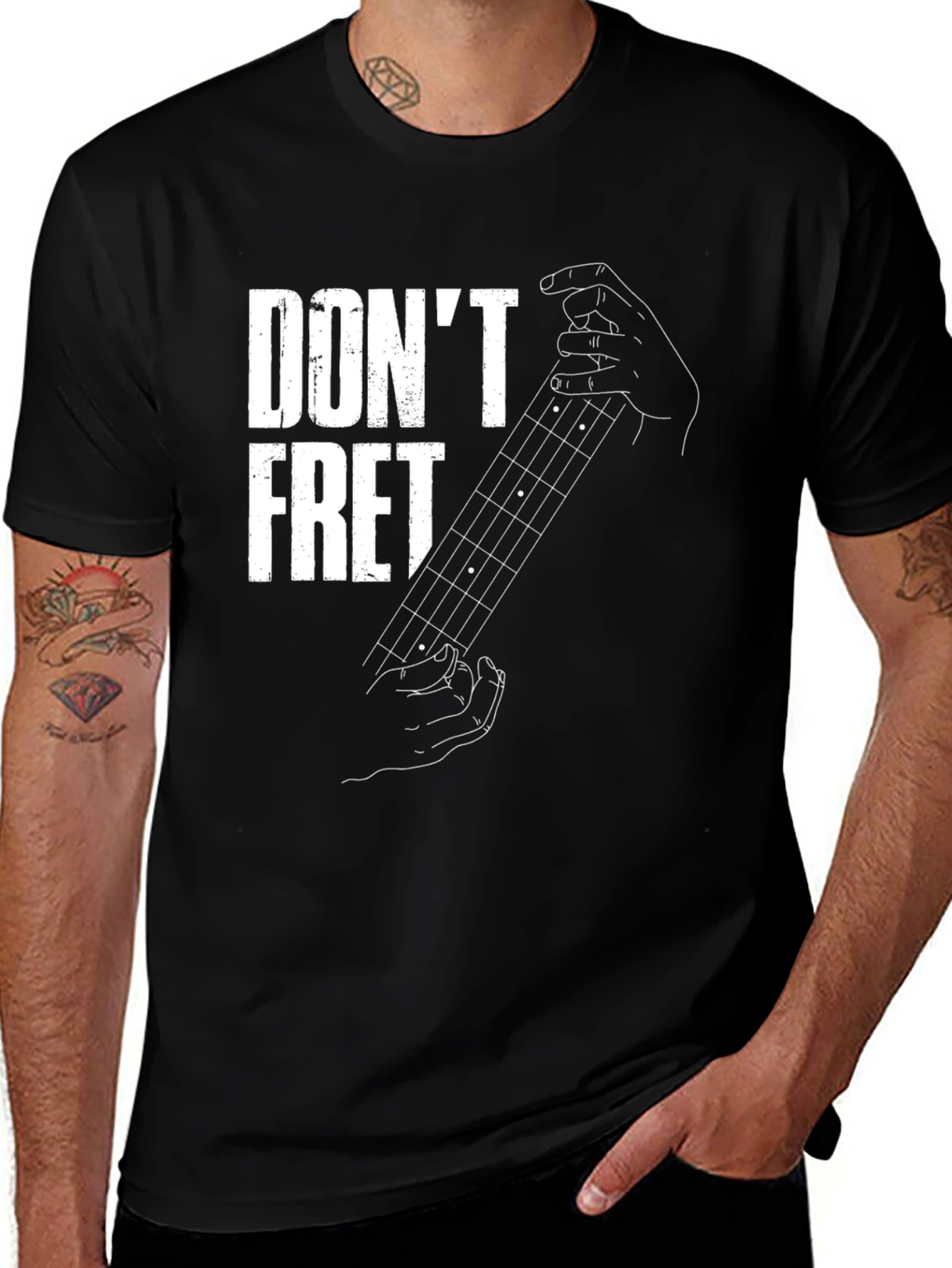 Dont Fret Black T-Shirt - Guitar Music Lover Tee