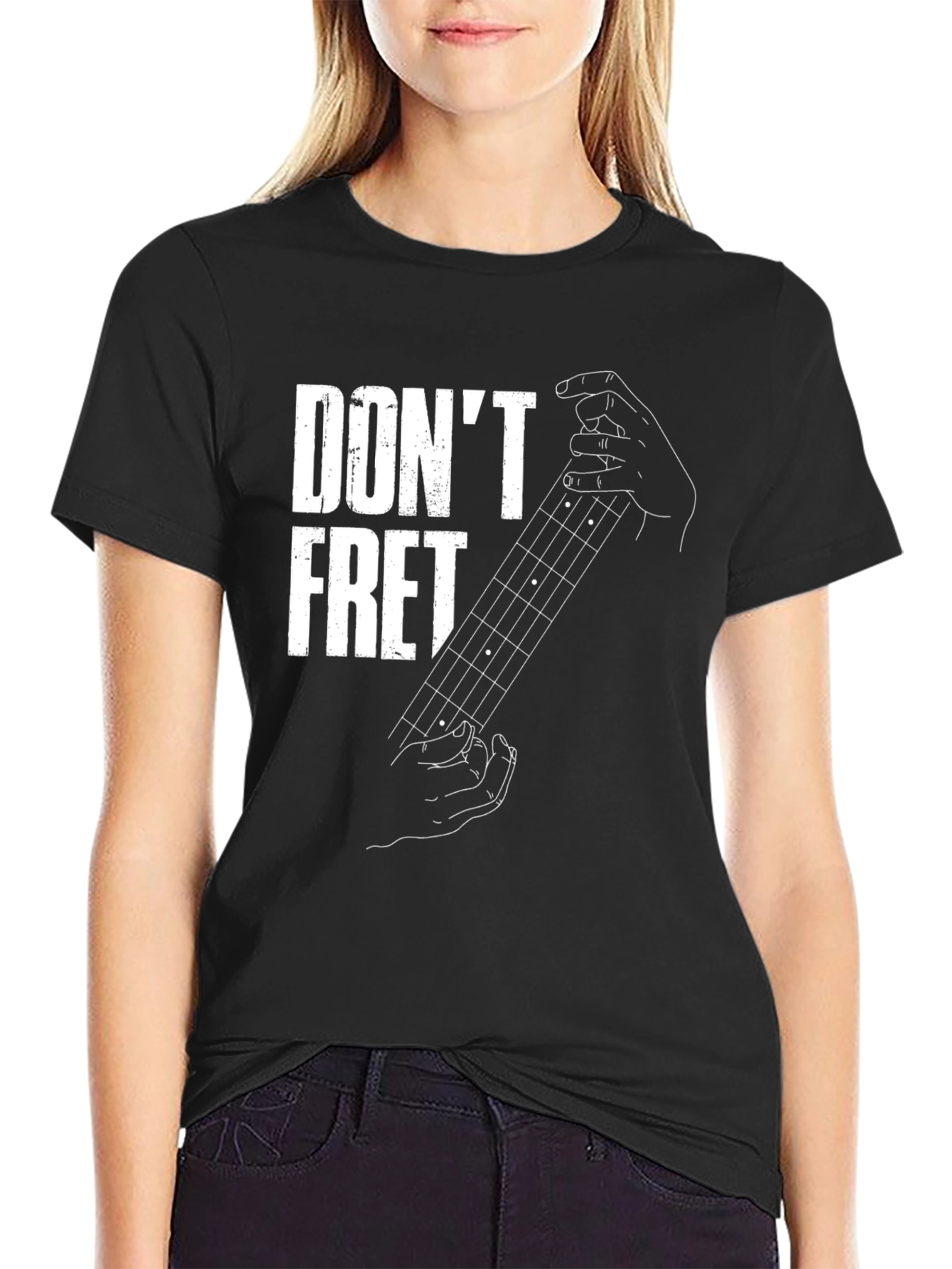 Dont Fret Black T-Shirt - Guitar Music Lover Tee