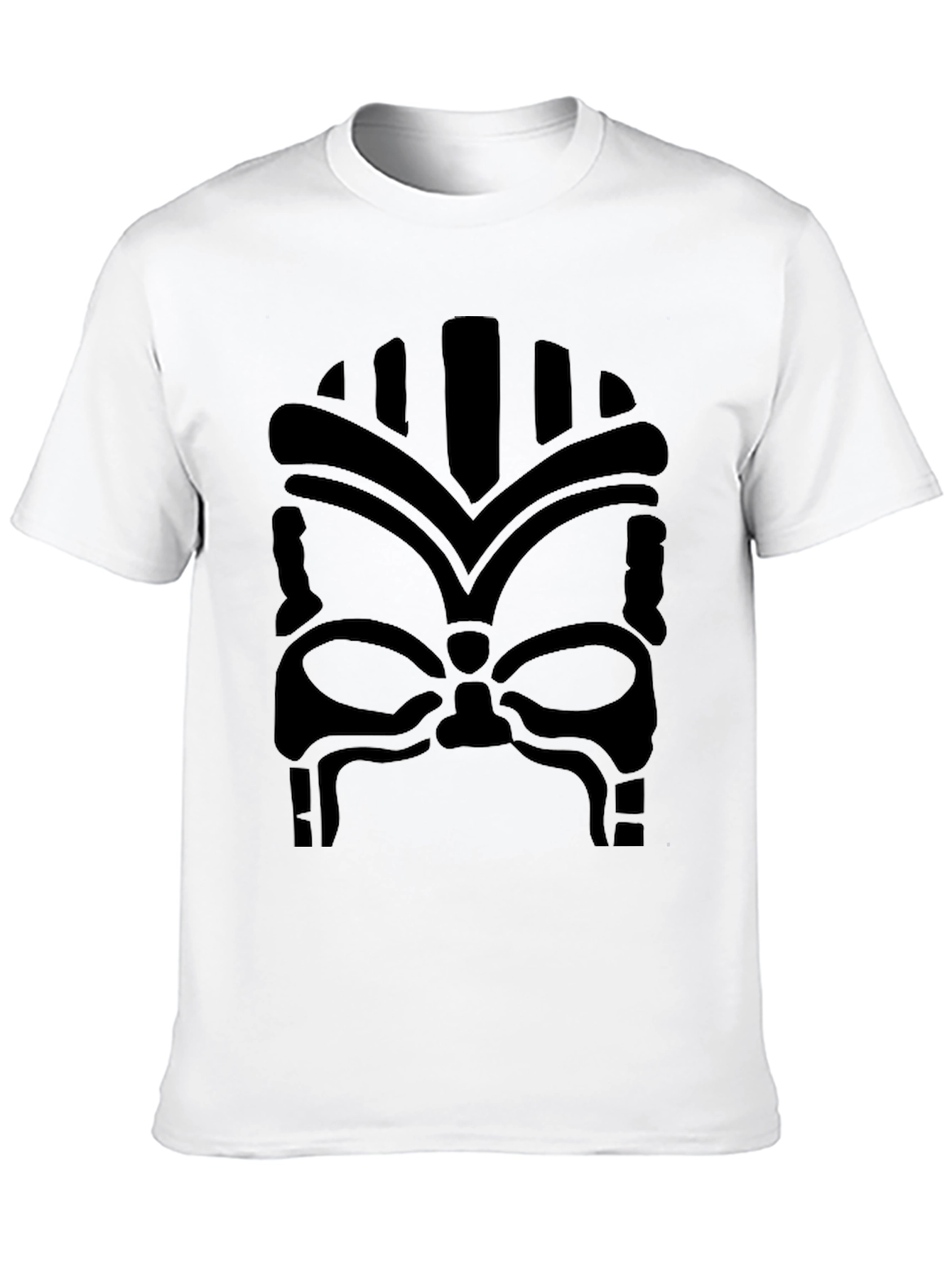 Tribal Mask Graphic T-Shirt - Bold Black Design
