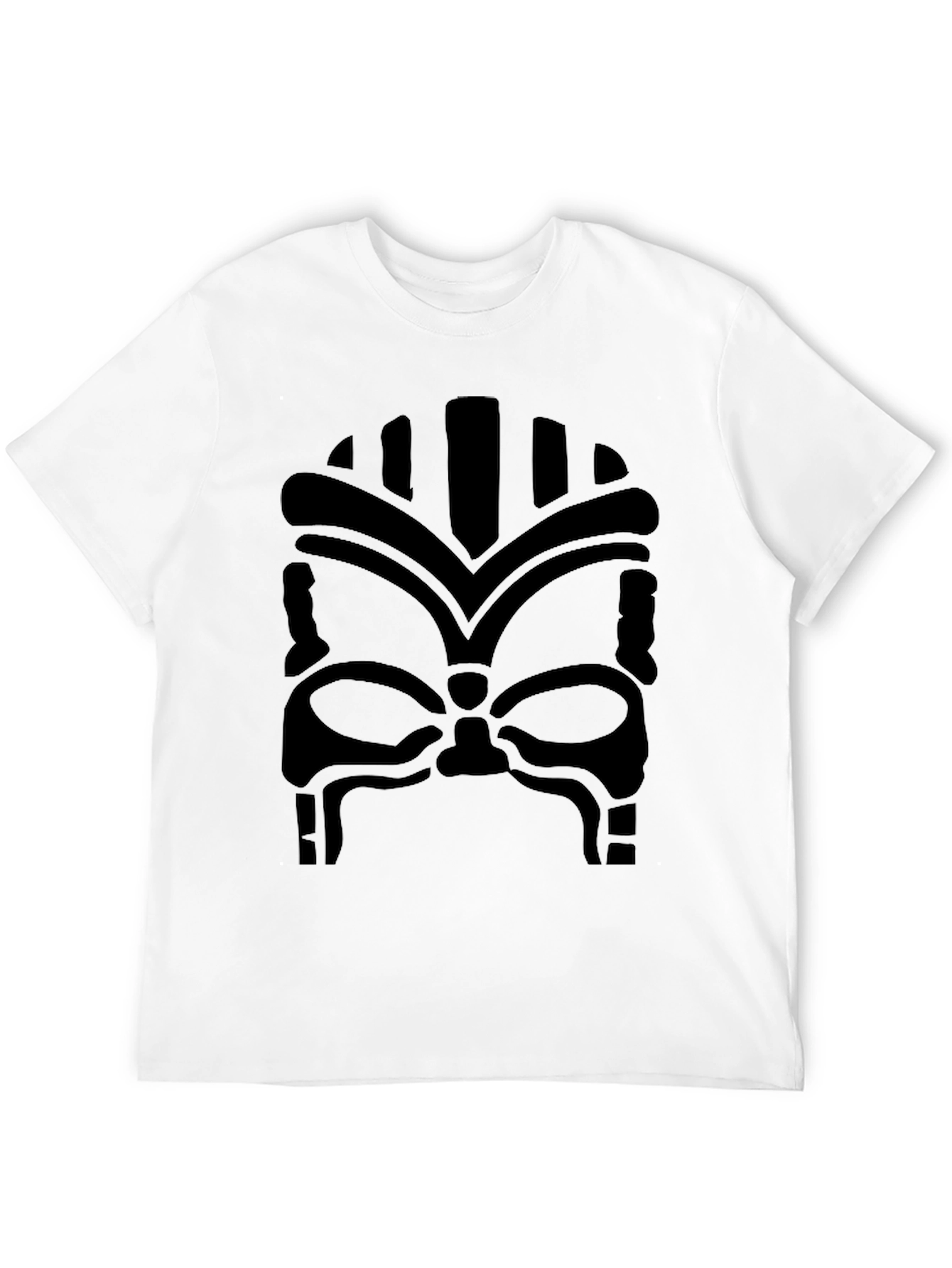 Tribal Mask Graphic T-Shirt - Bold Black Design