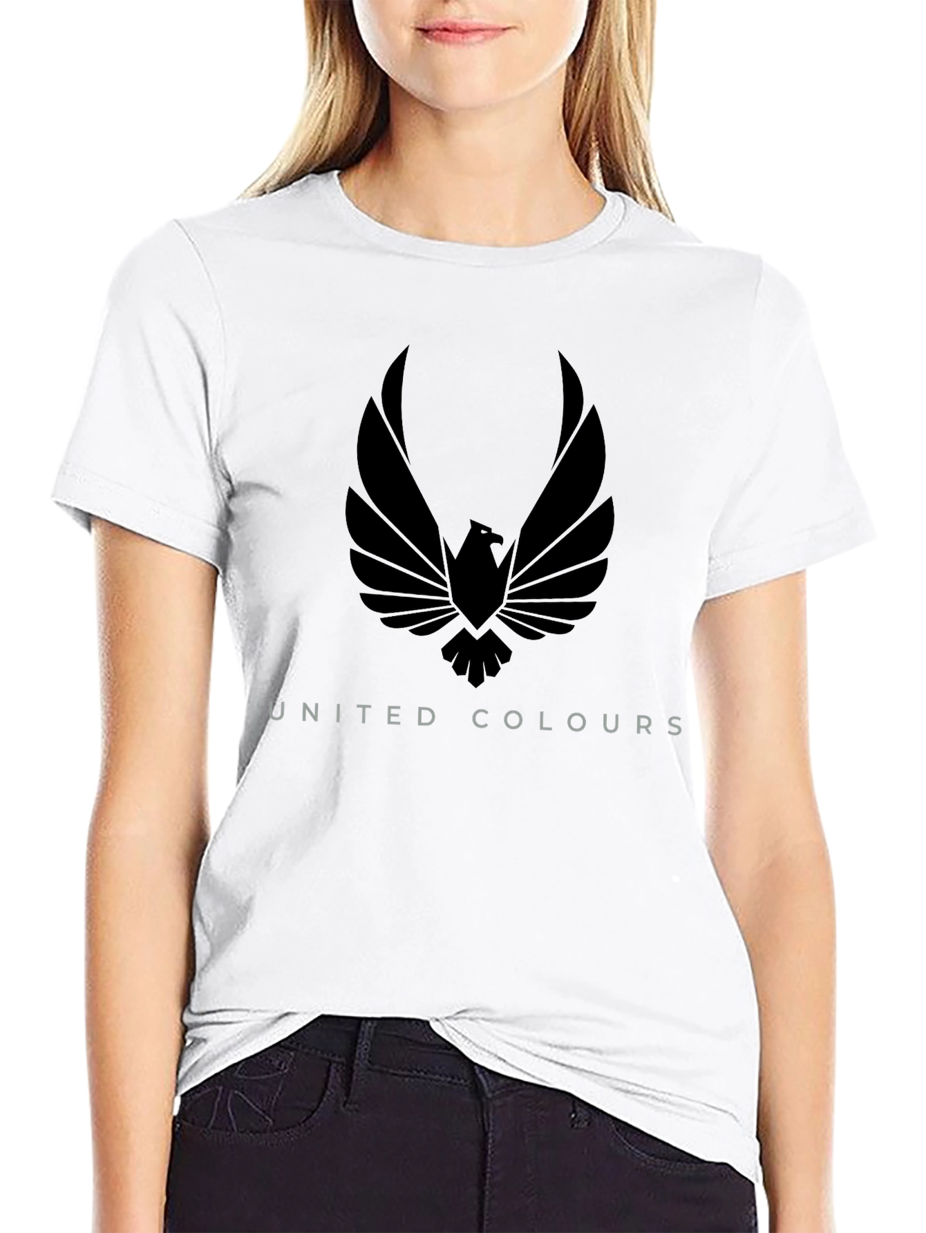 Black T-Shirt with Eagle and United Colours Print