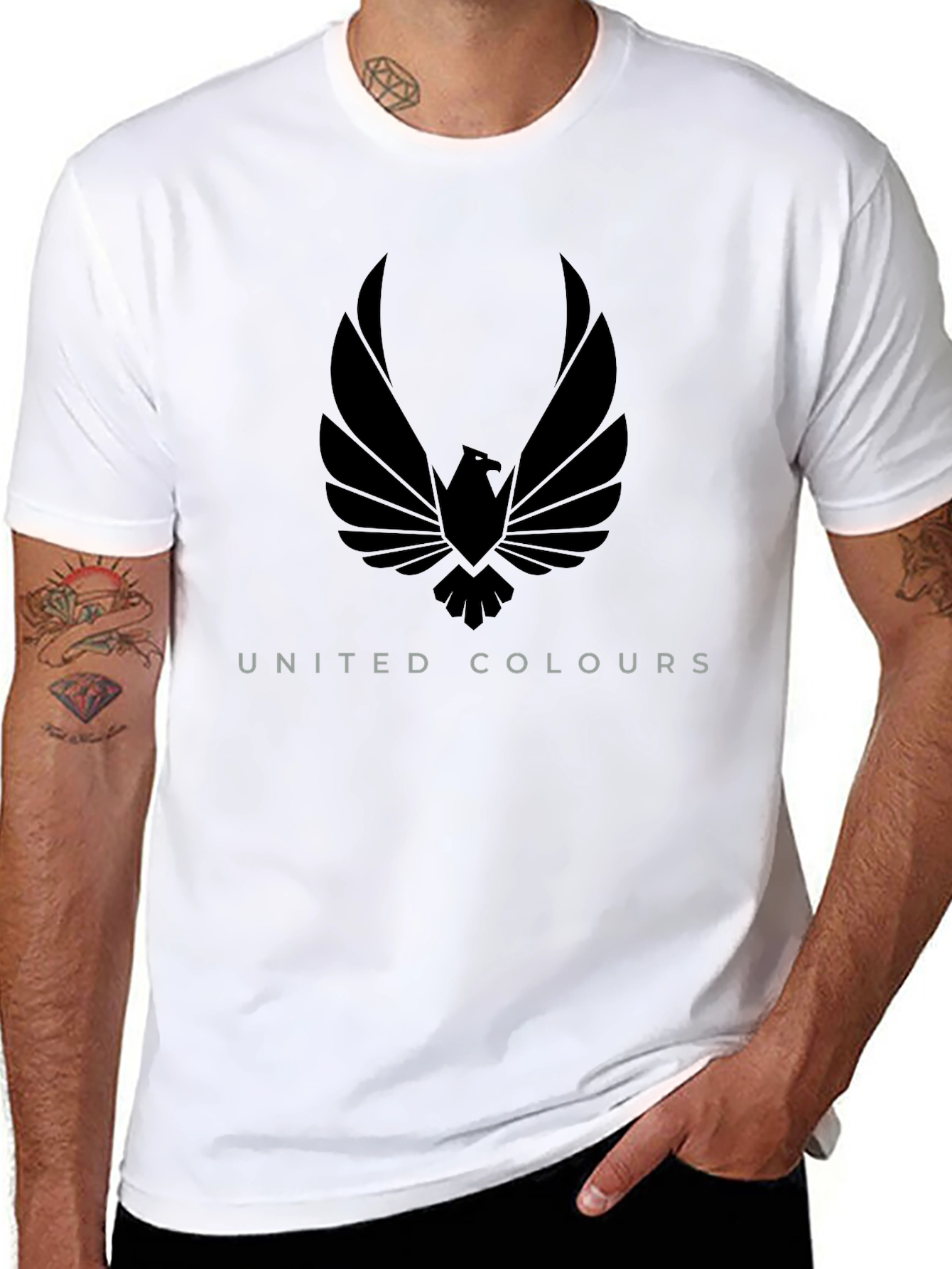 Black T-Shirt with Eagle and United Colours Print