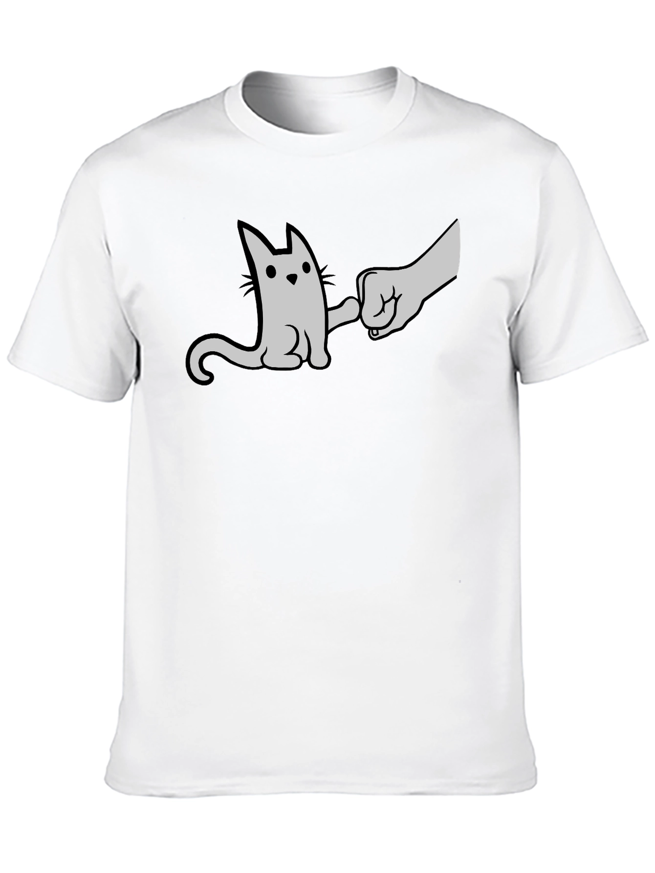 Cat Fist Bump Graphic T-Shirt - Black