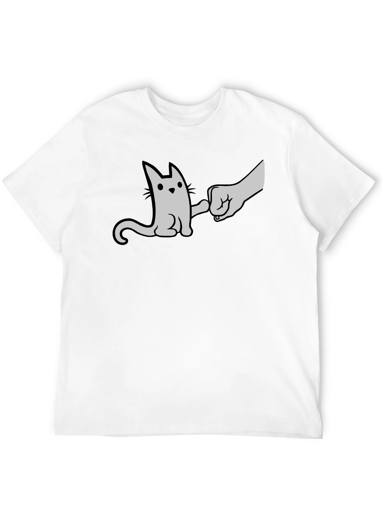 Cat Fist Bump Graphic T-Shirt - Black