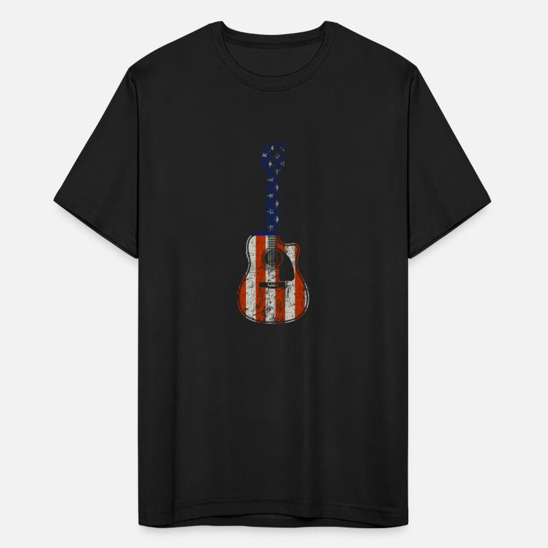 Acoustic Guitar Player Musician US American Flag G