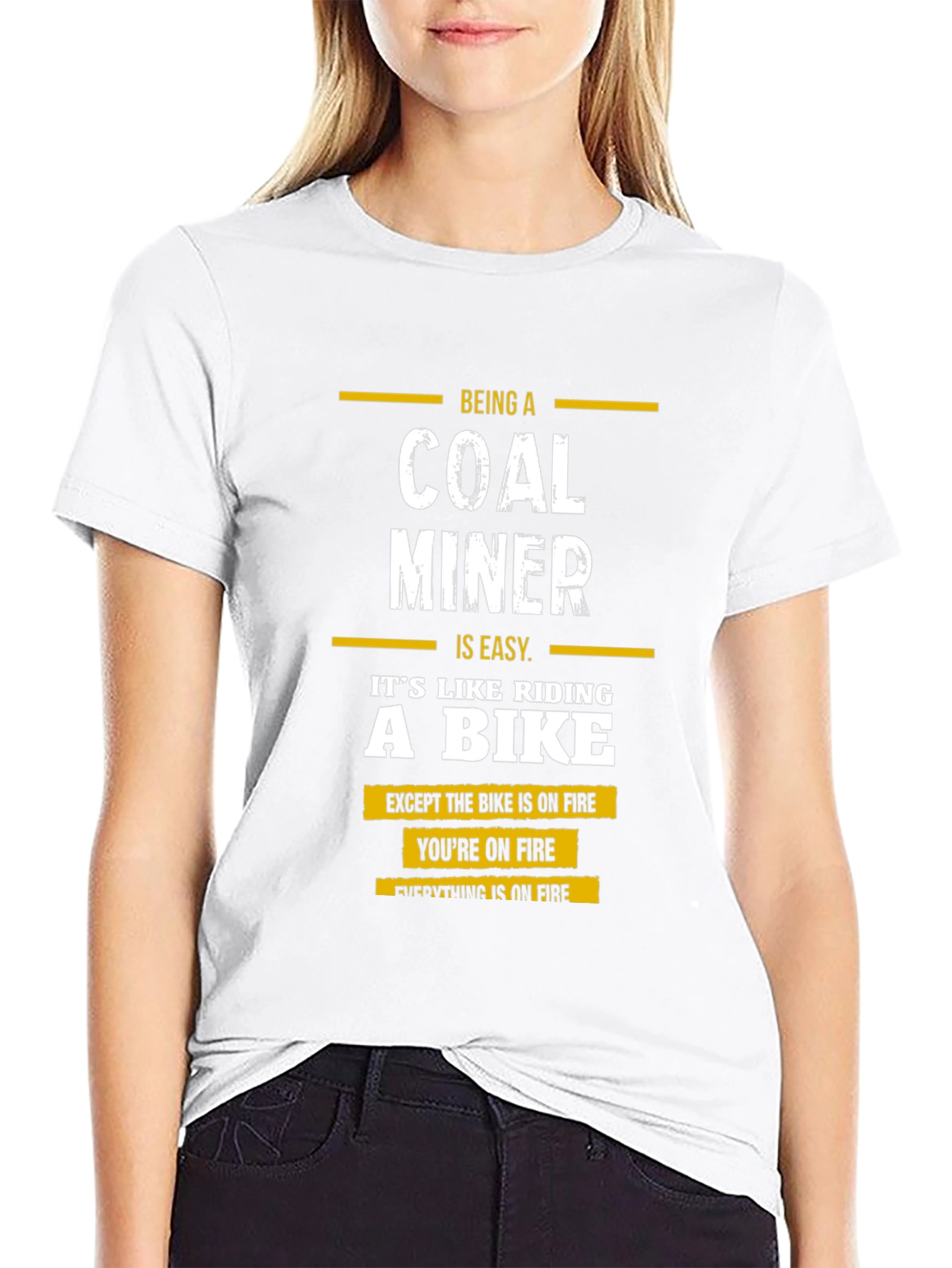 Coal Miner T-Shirt - Riding a Bike on Fire