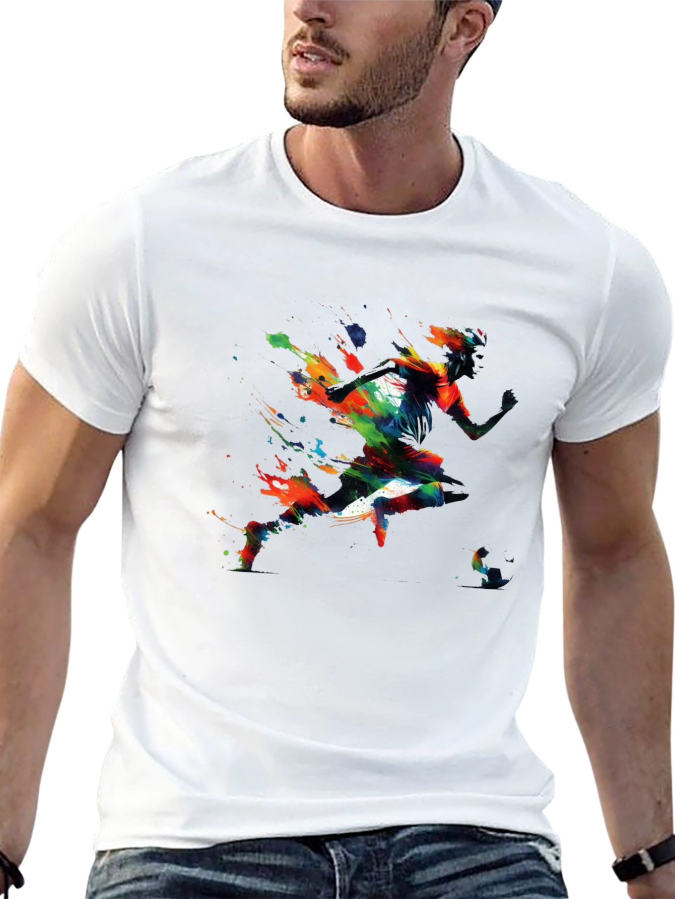 Abstract Runner Graphic Print Black T-Shirt