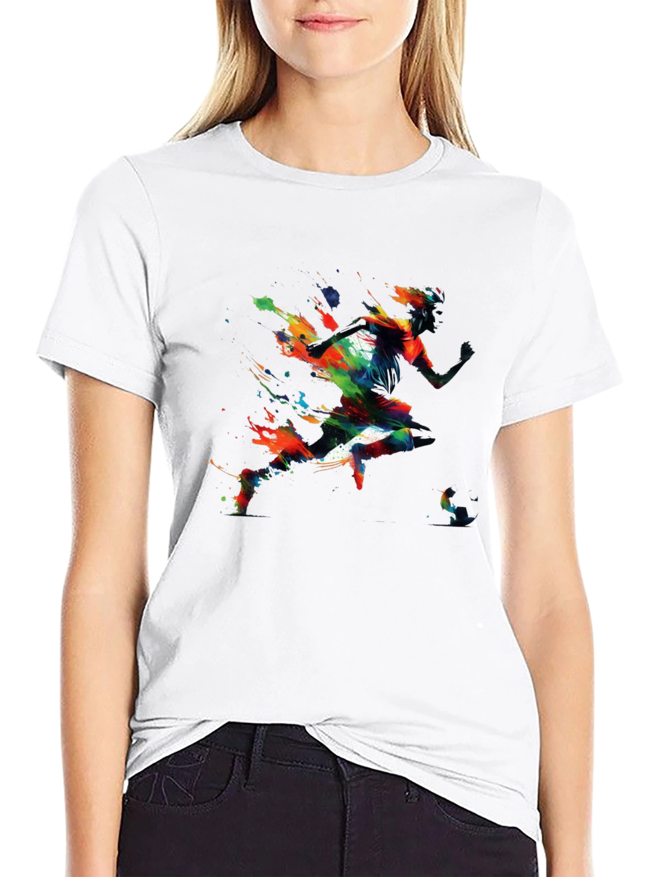 Abstract Runner Graphic Print Black T-Shirt