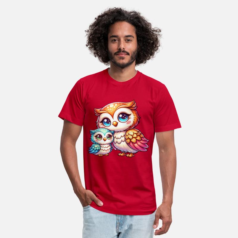 Adorable Mother and Baby Owl Duo in Vibrant Colors