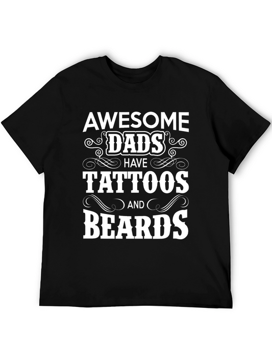 Awesome Dads Tattoos & Beards Graphic T-Shirt
