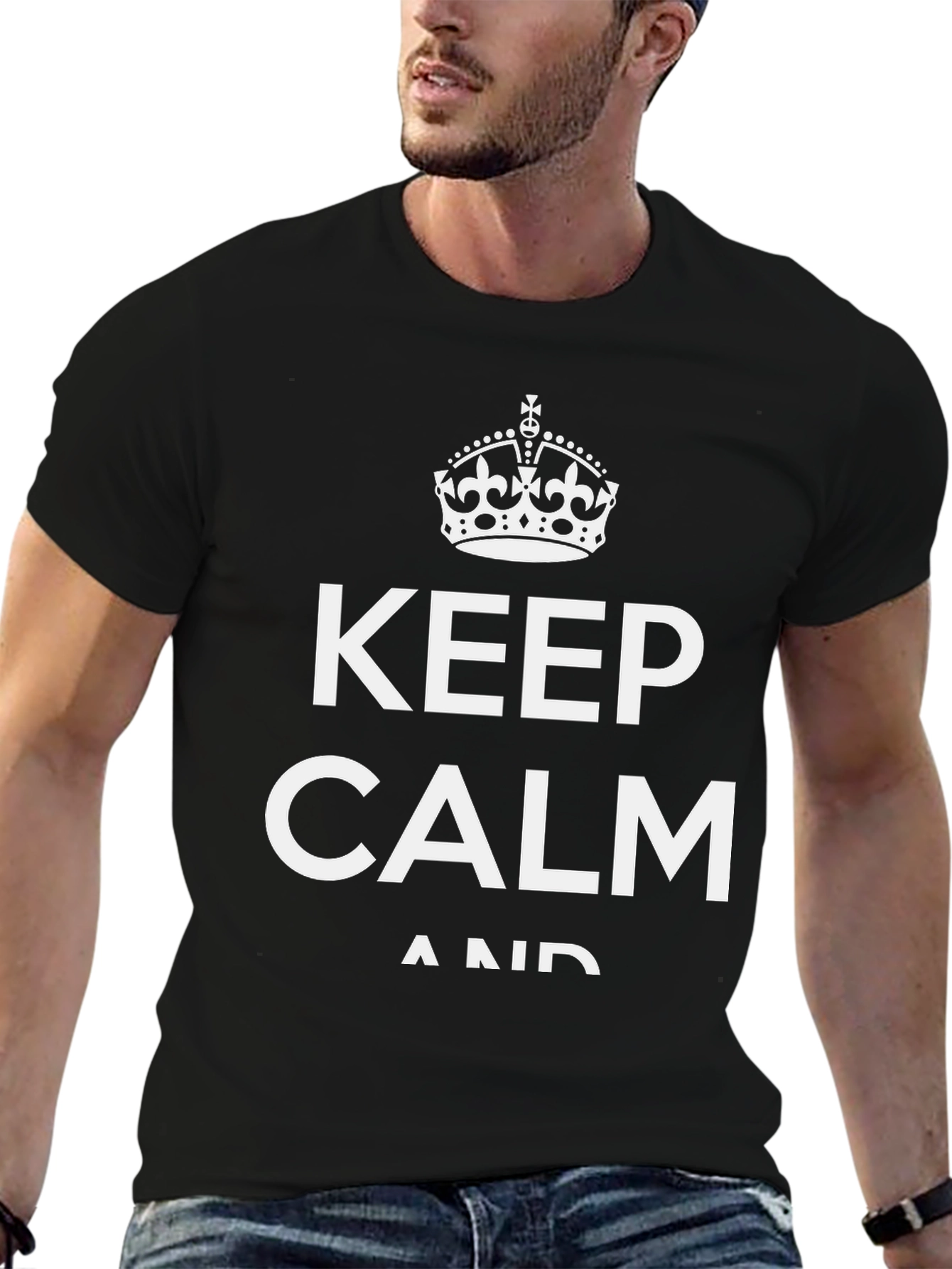 Keep Calm T-Shirt - Black Cotton Blend Classic Design