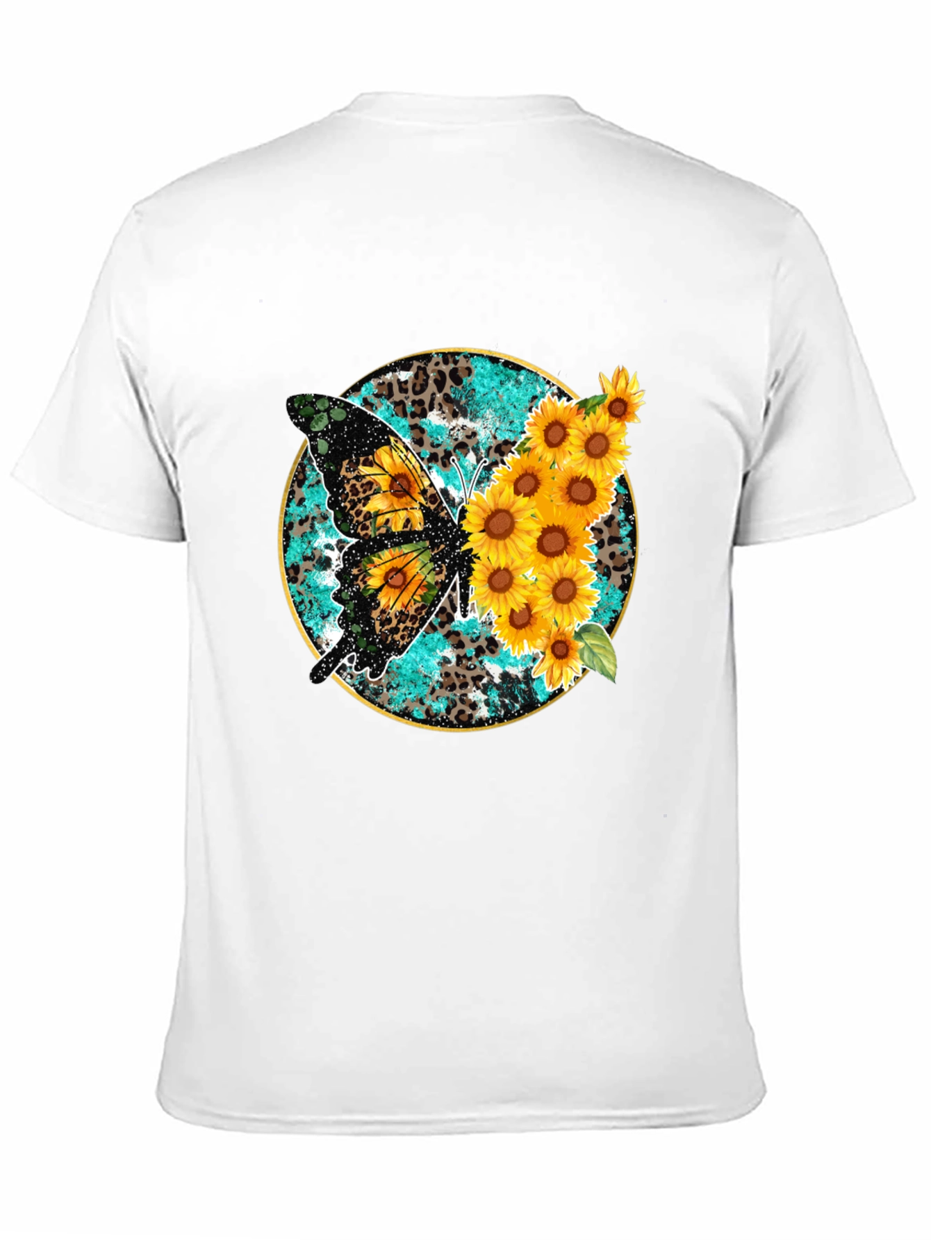 Butterfly & Sunflower Graphic Print Mens Tee