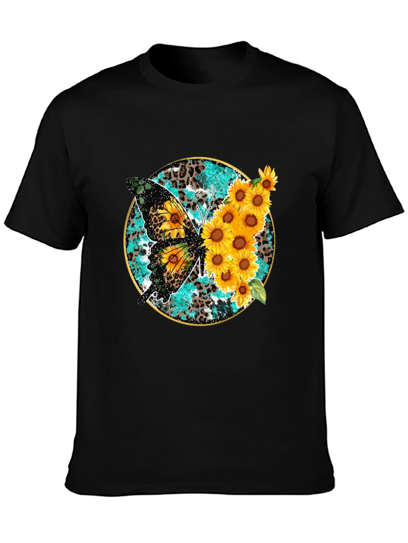 Butterfly & Sunflower Graphic Print Mens Tee