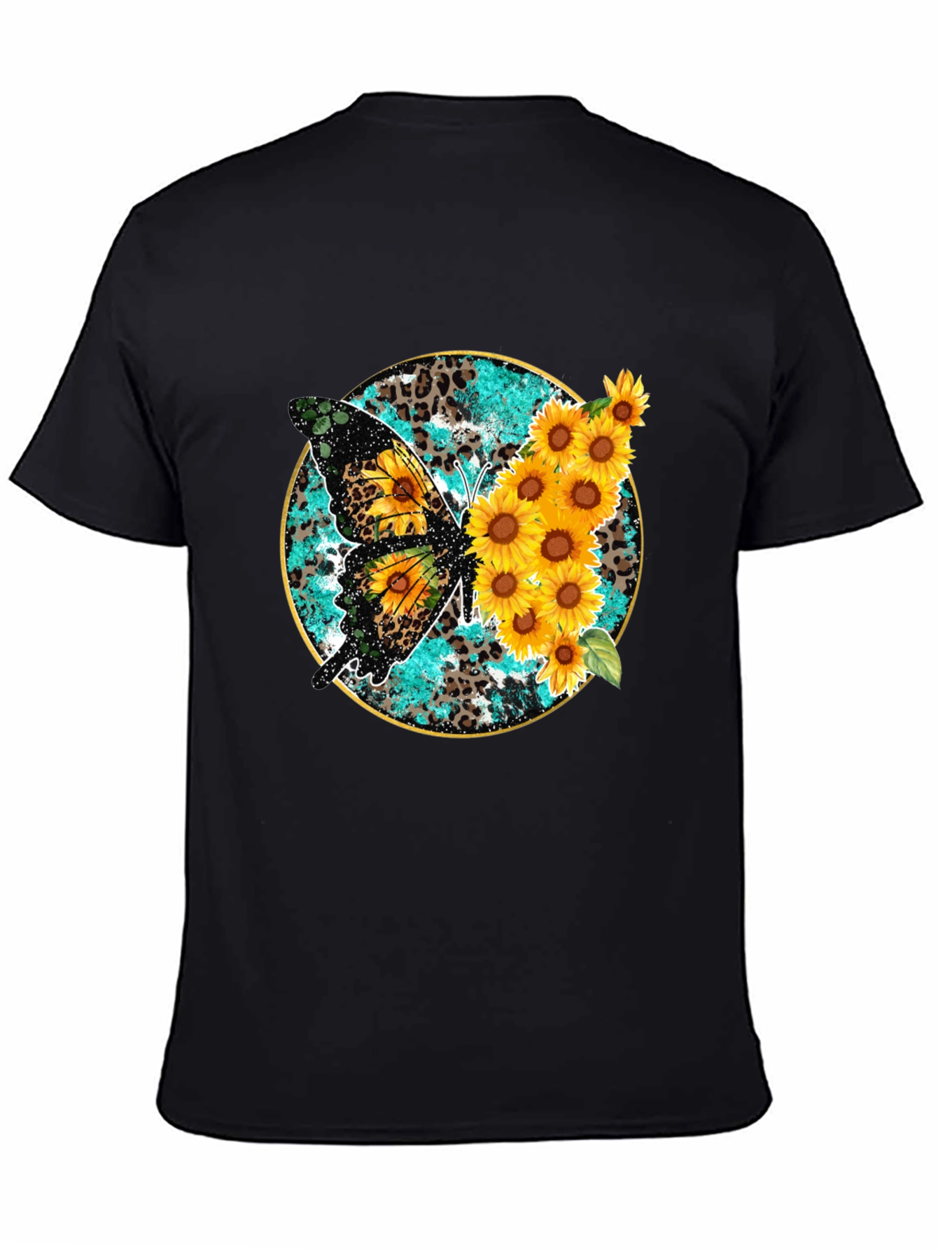 Butterfly & Sunflower Graphic Print Mens Tee