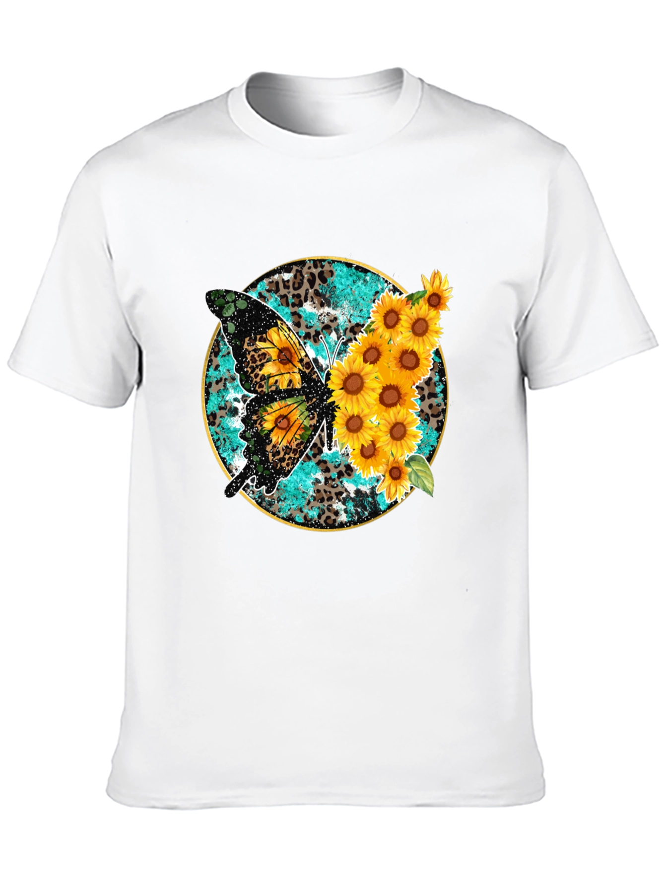 Butterfly & Sunflower Graphic Print Mens Tee