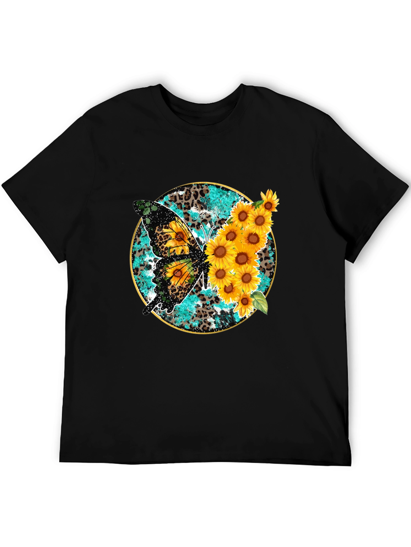 Butterfly & Sunflower Graphic Print Mens Tee