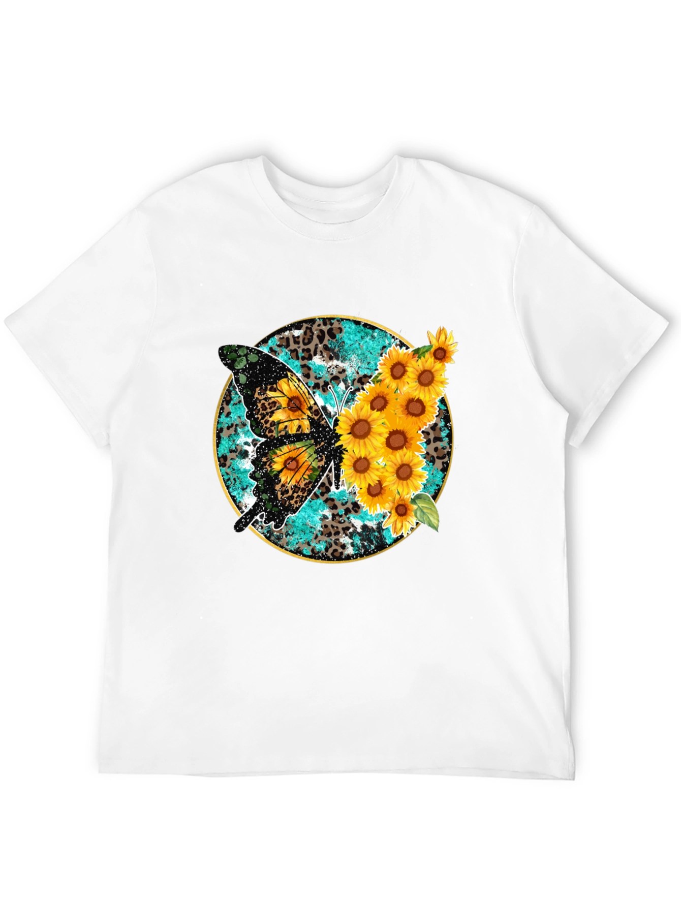 Butterfly & Sunflower Graphic Print Mens Tee