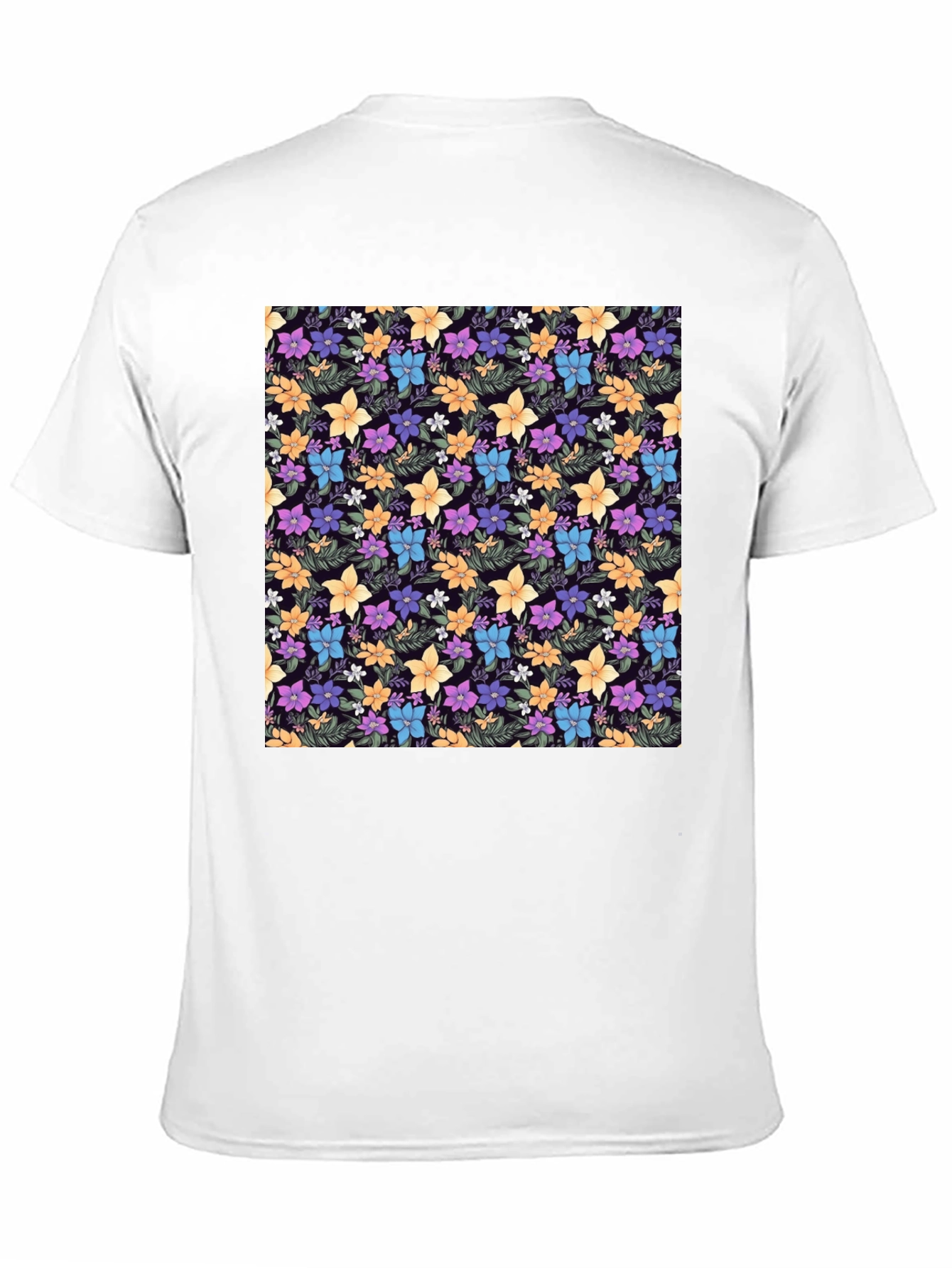 Floral Print Black Crew Neck T-Shirt