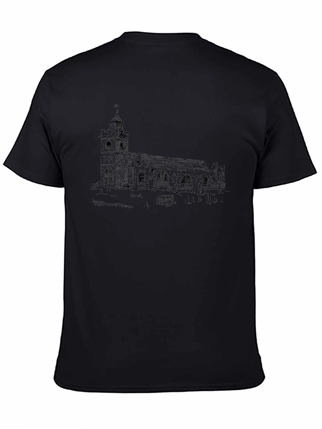 Church Sketch Black T-Shirt