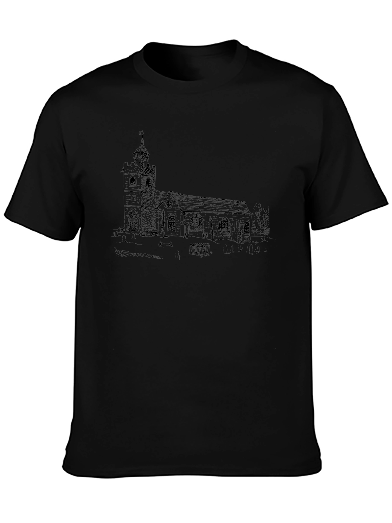 Church Sketch Black T-Shirt