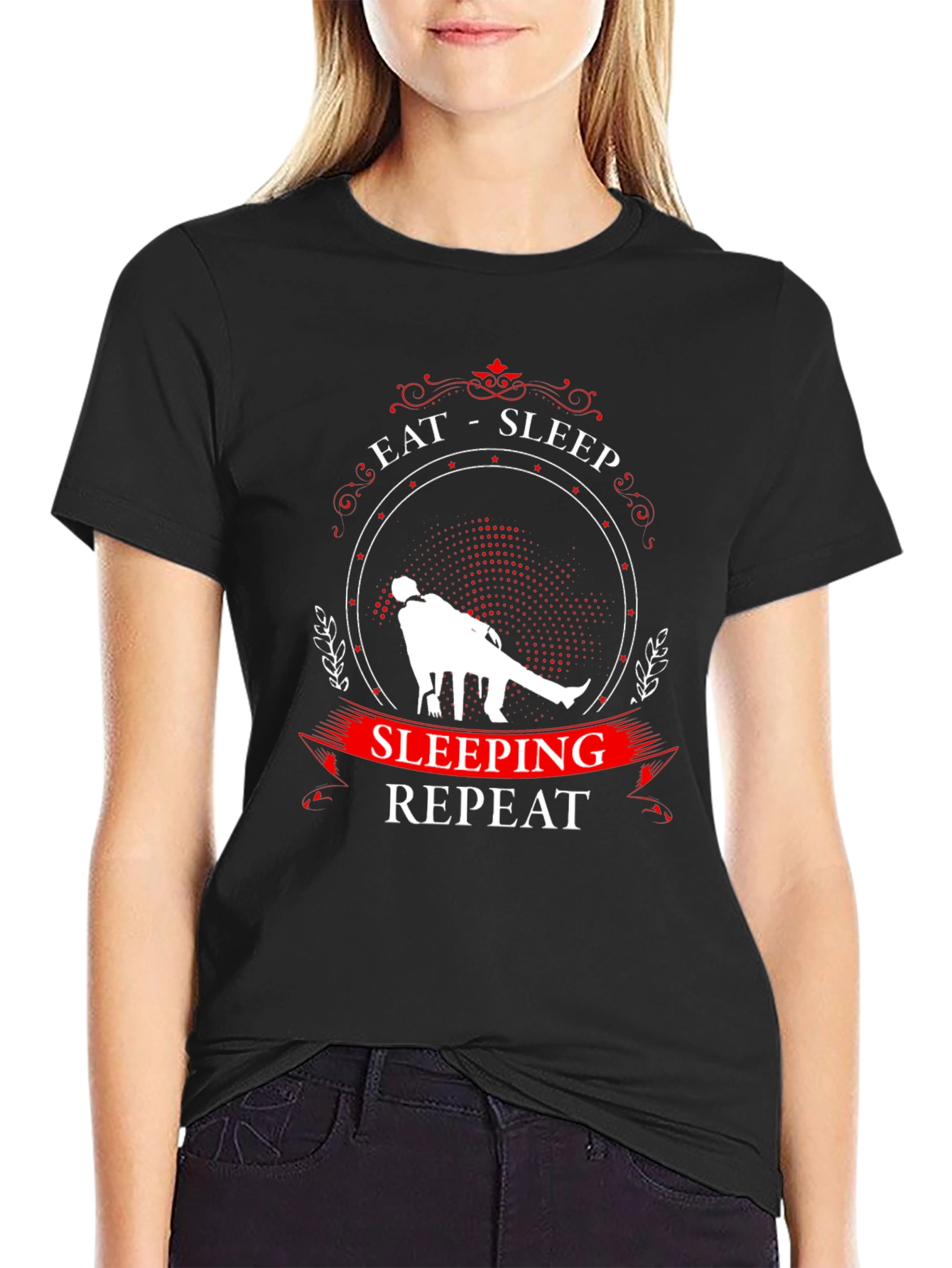 Eat Sleep Sleeping Repeat Black Graphic Tee