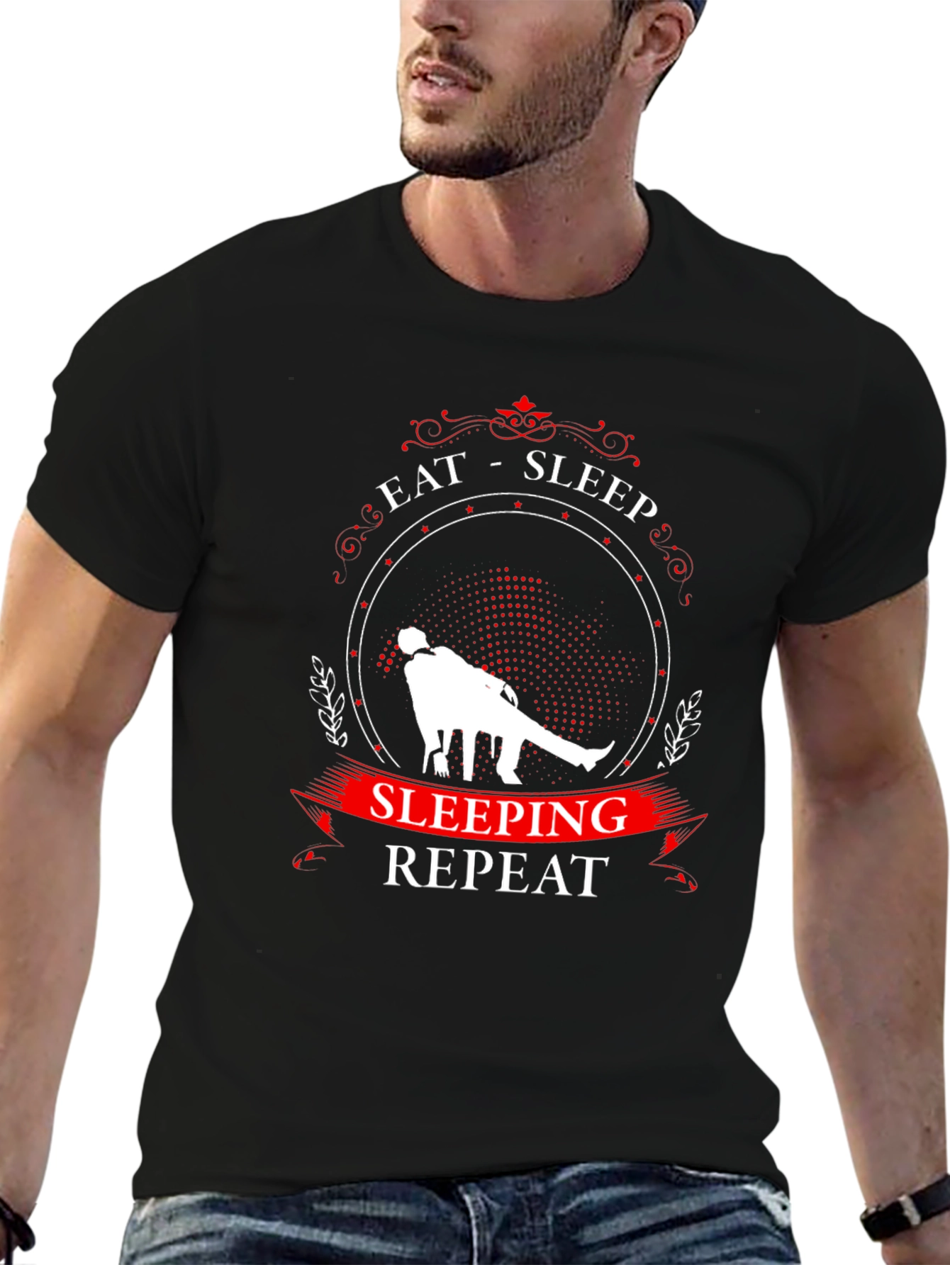Eat Sleep Sleeping Repeat Black Graphic Tee