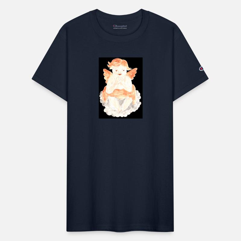 Angel child with wings on black background