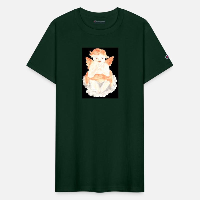 Angel child with wings on black background