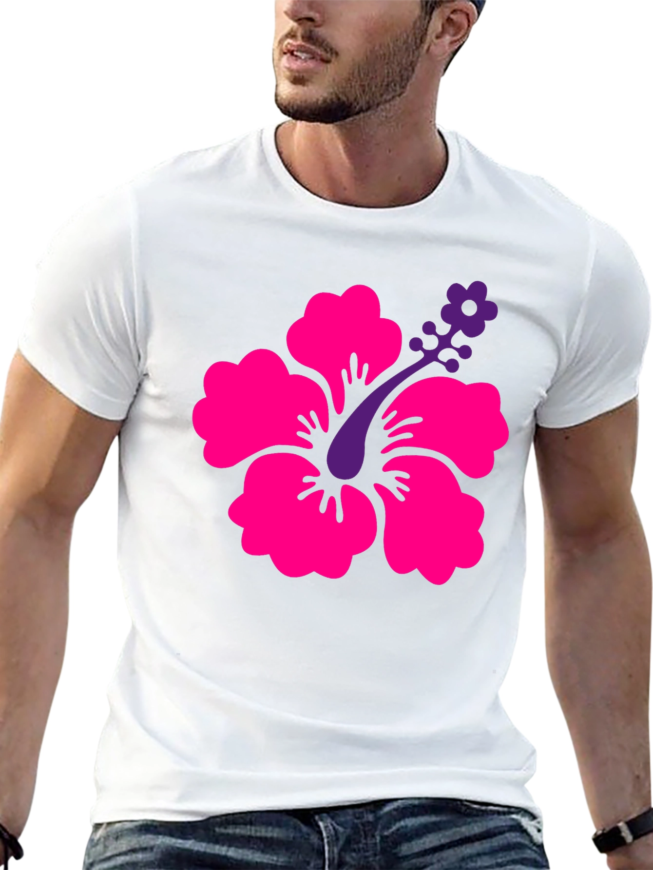 Tropical Hibiscus Graphic Tee - Black