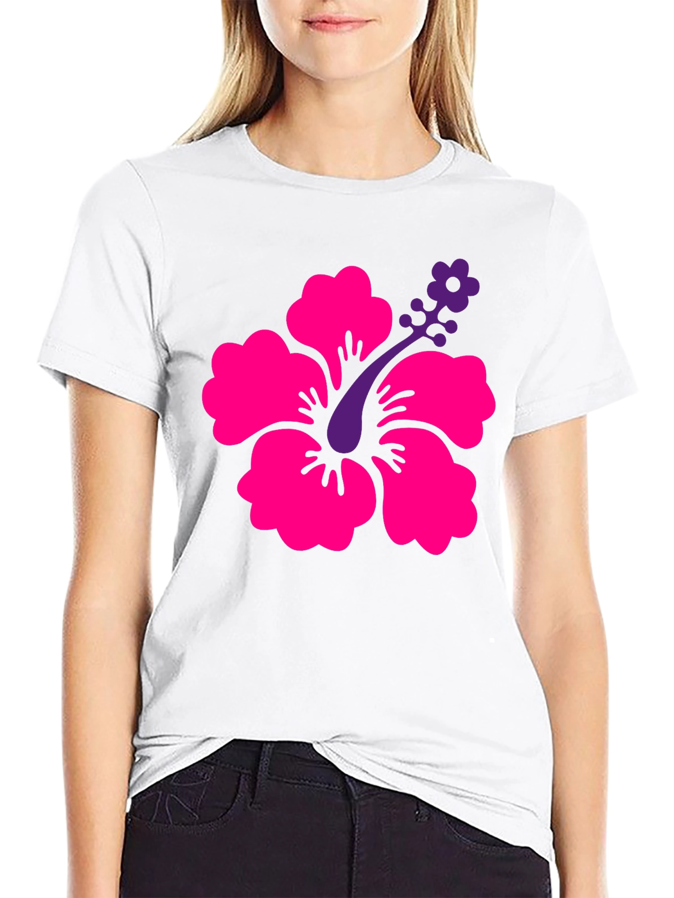 Tropical Hibiscus Graphic Tee - Black