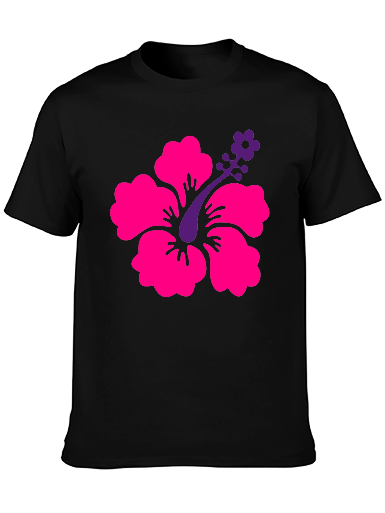 Tropical Hibiscus Graphic Tee - Black
