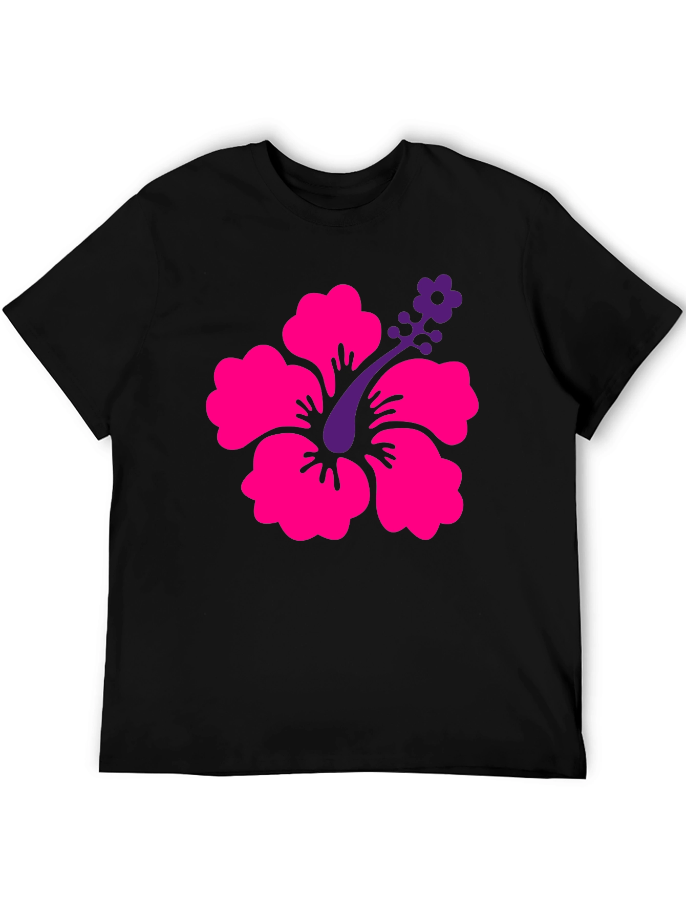 Tropical Hibiscus Graphic Tee - Black