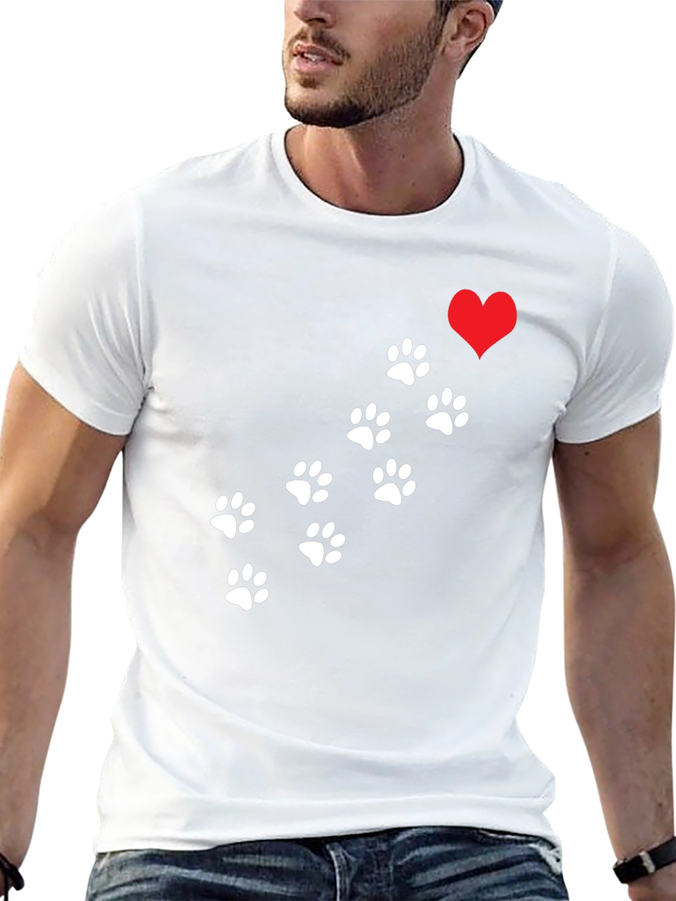 Paw Print Heart T-Shirt - Black