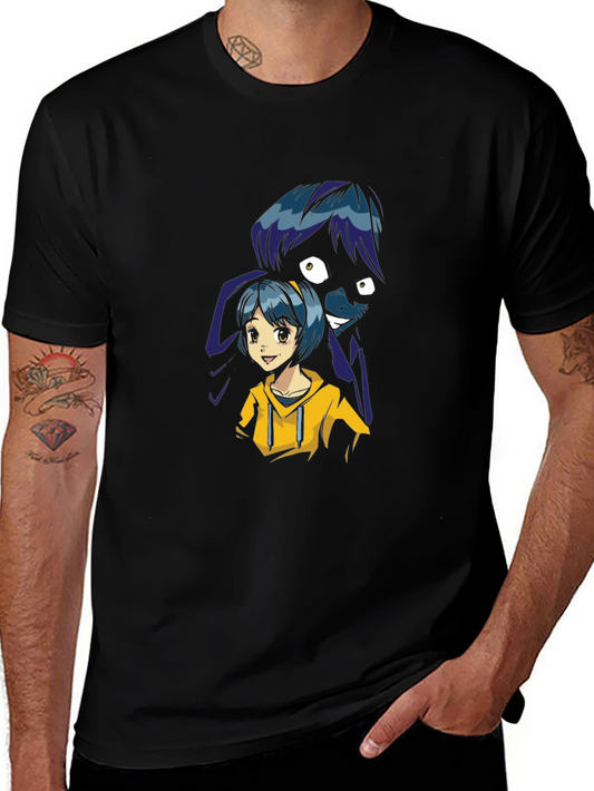 Anime Girl Graphic Black T-Shirt