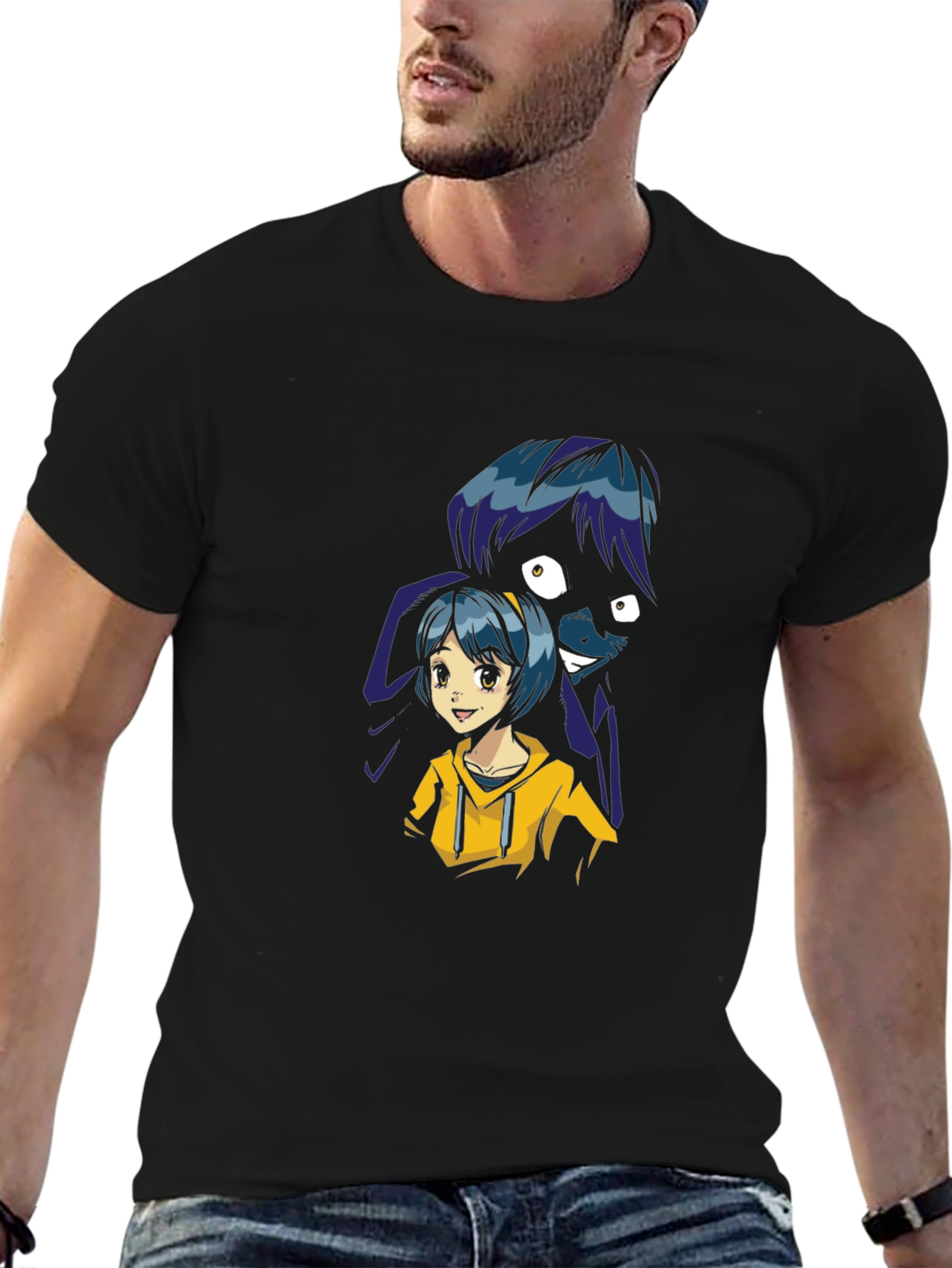 Anime Girl Graphic Black T-Shirt