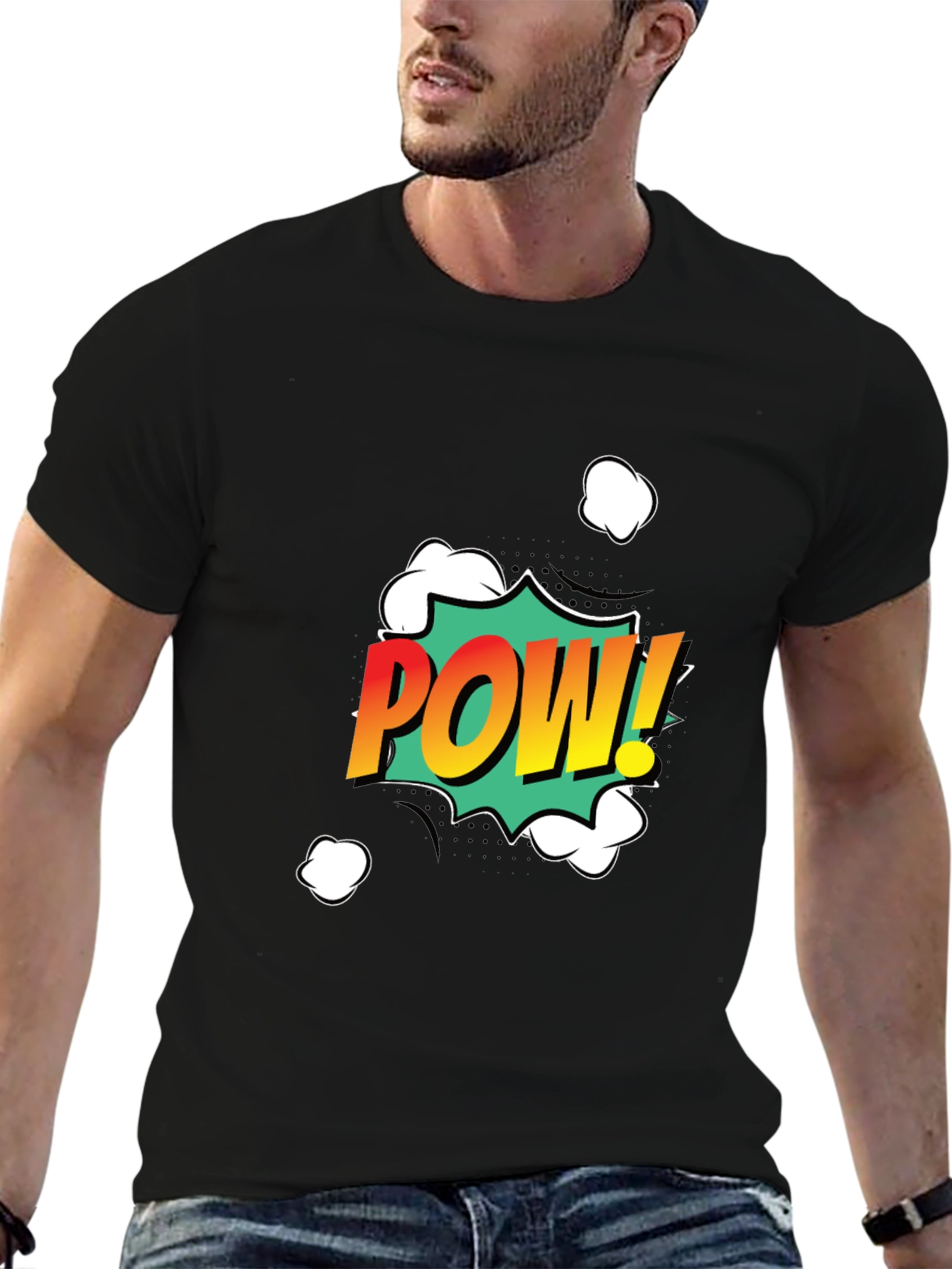 Comic Pow! Graphic Print Black T-Shirt