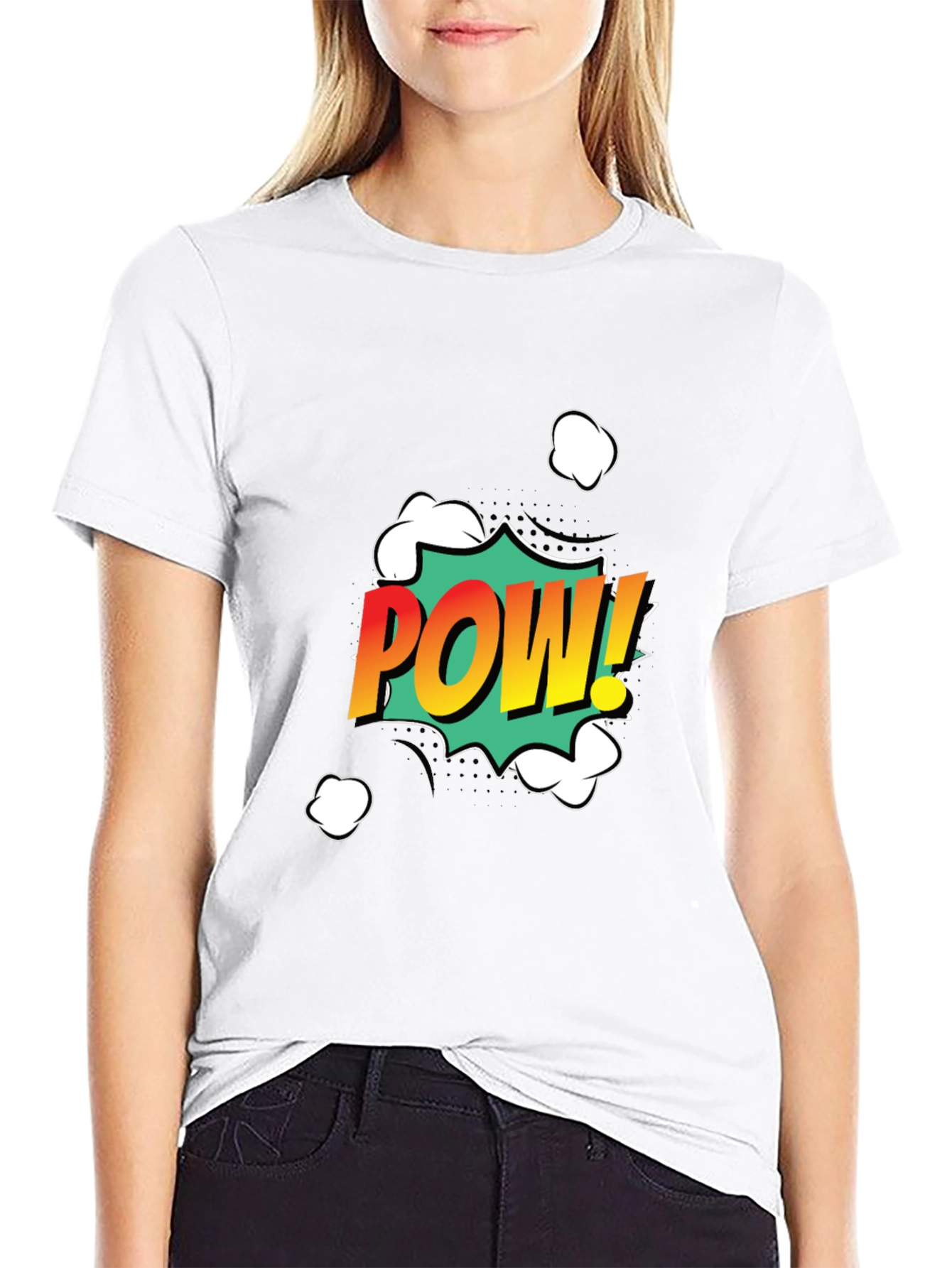 Comic Pow! Graphic Print Black T-Shirt