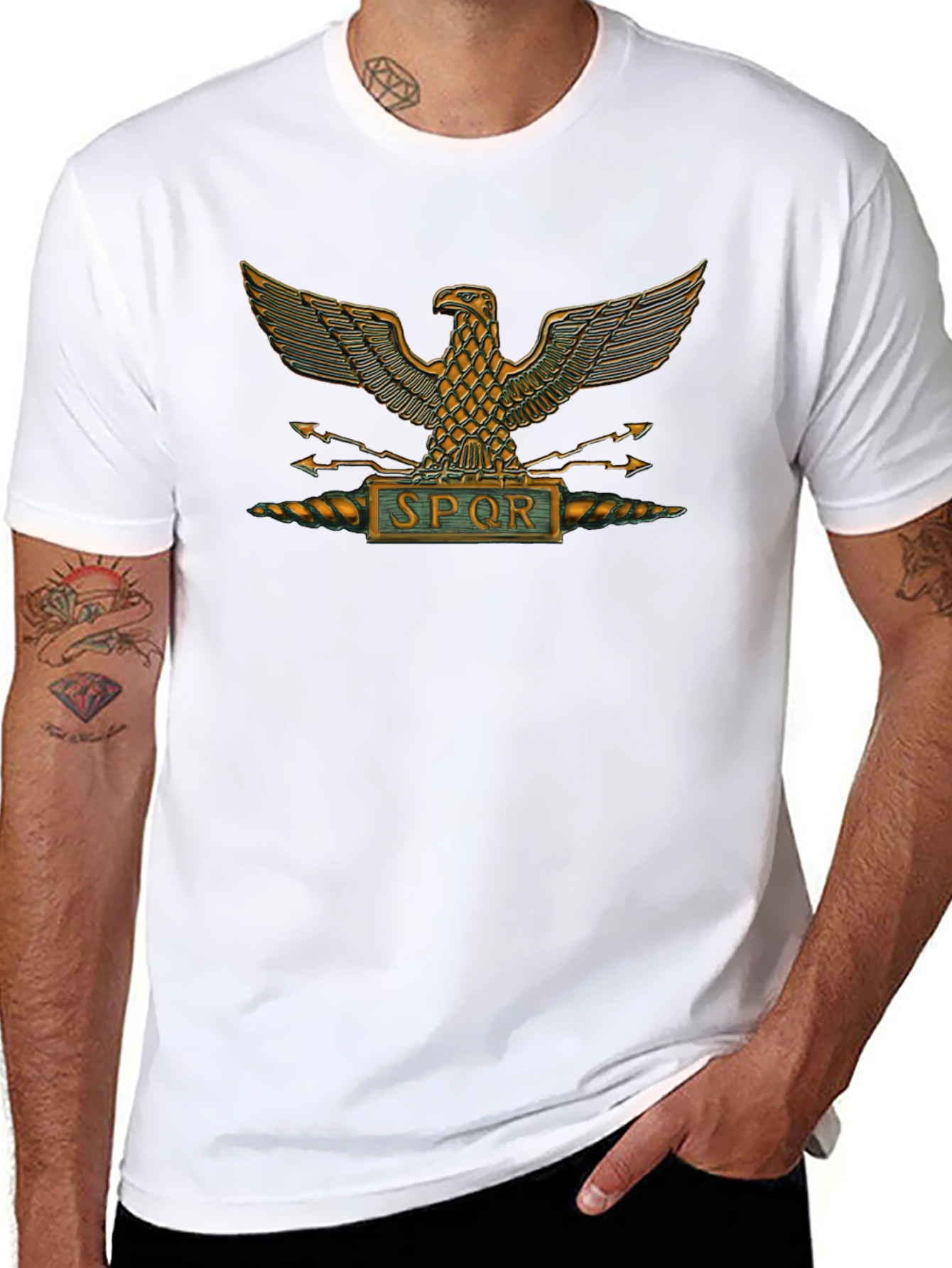 SPQR Roman Eagle T-Shirt - Black