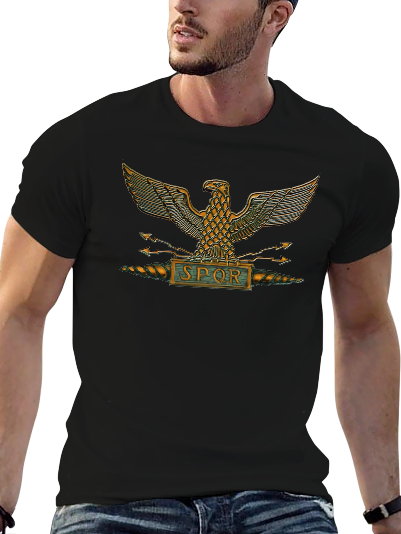 SPQR Roman Eagle T-Shirt - Black