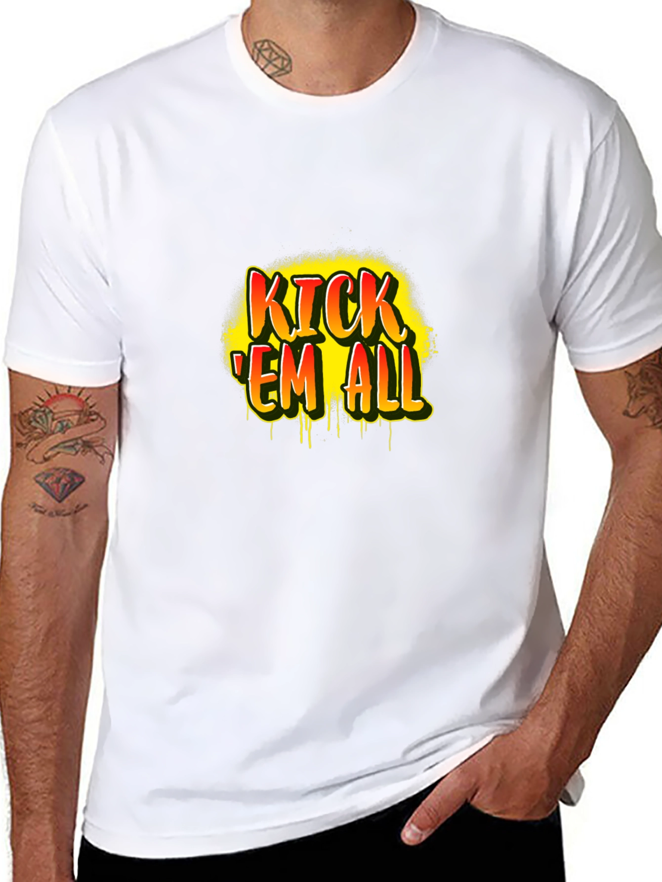 Kick Em All T-Shirt | Funny Sports Graphic Tee | Bold Statement Shirt | Gift for Sports Fans | Free Shipping $50+